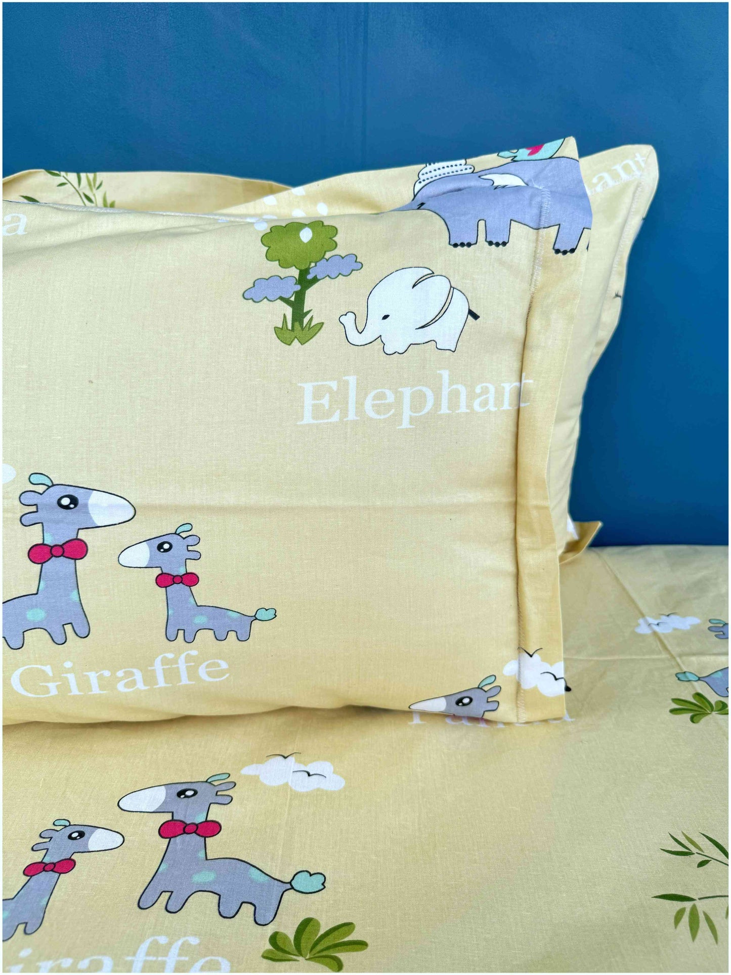 Zoo Yellow Fun – Kids Happy Sleep Bed Sheet Set 180 TC