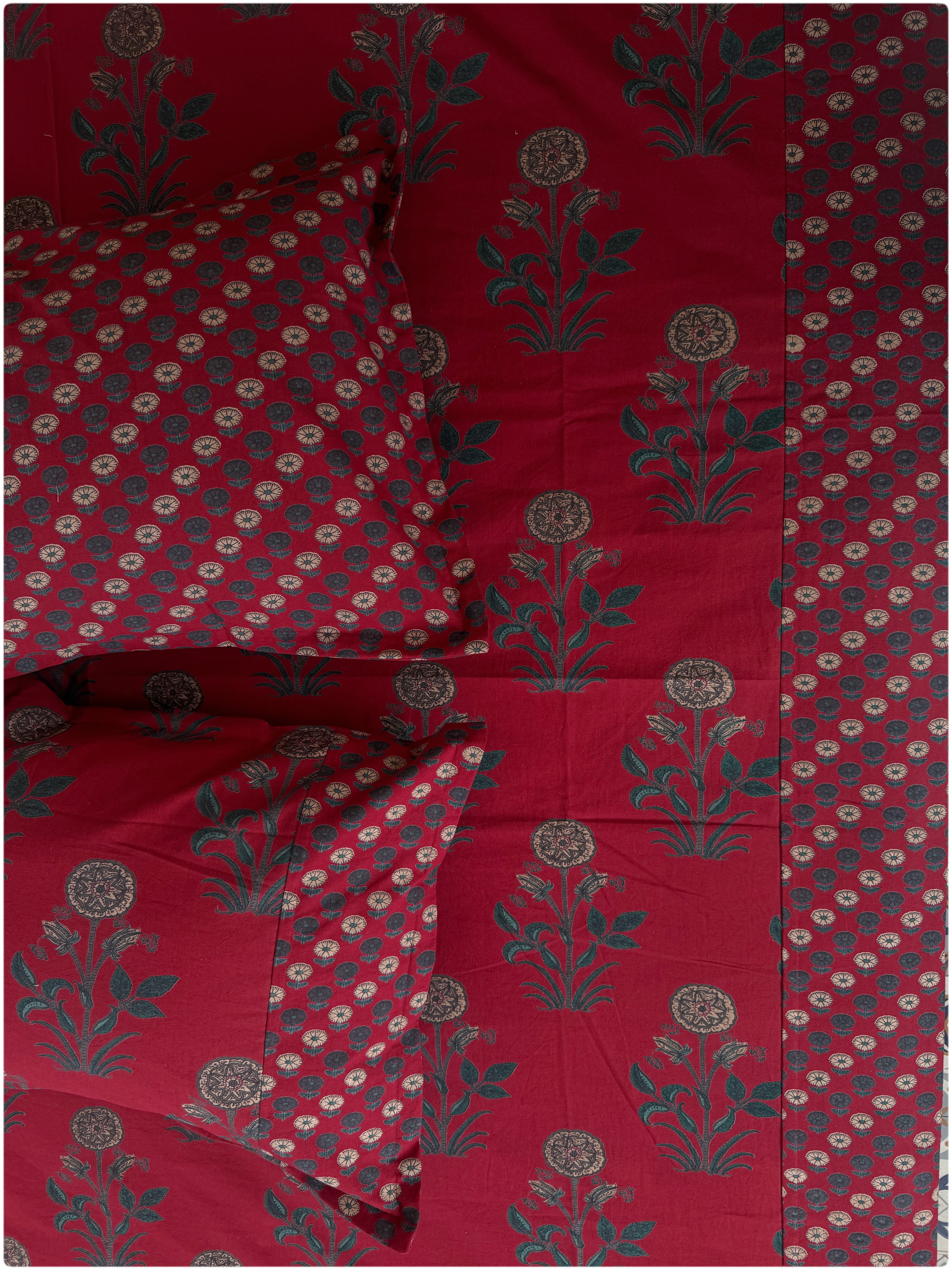 Ethnic Premium Super King Bedsheet - Maroon