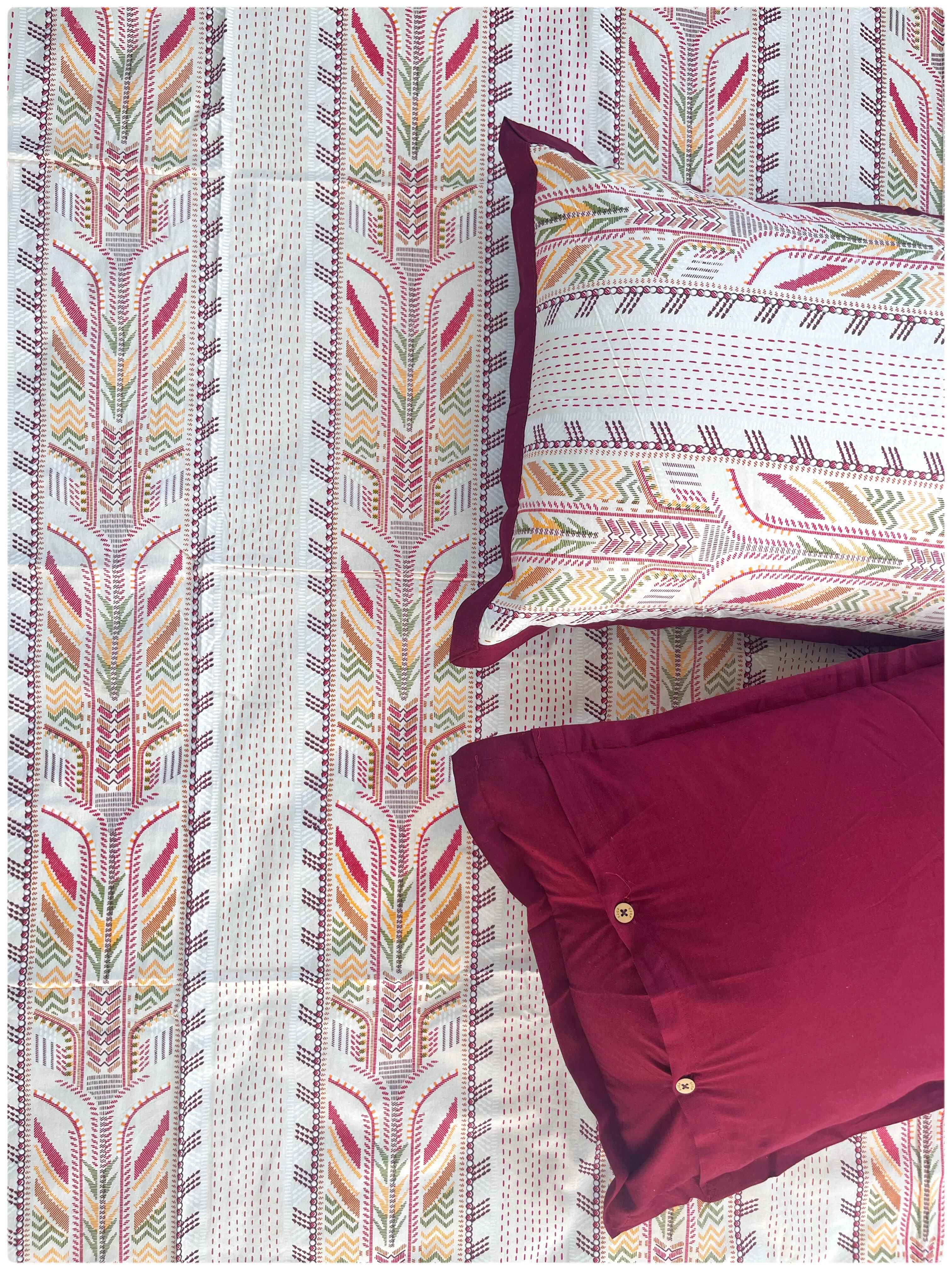 Decaso Embroidery Print - Maroon 2