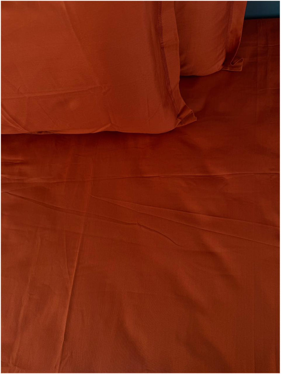 Decaso Solids Bedsheets - Burnt Orange