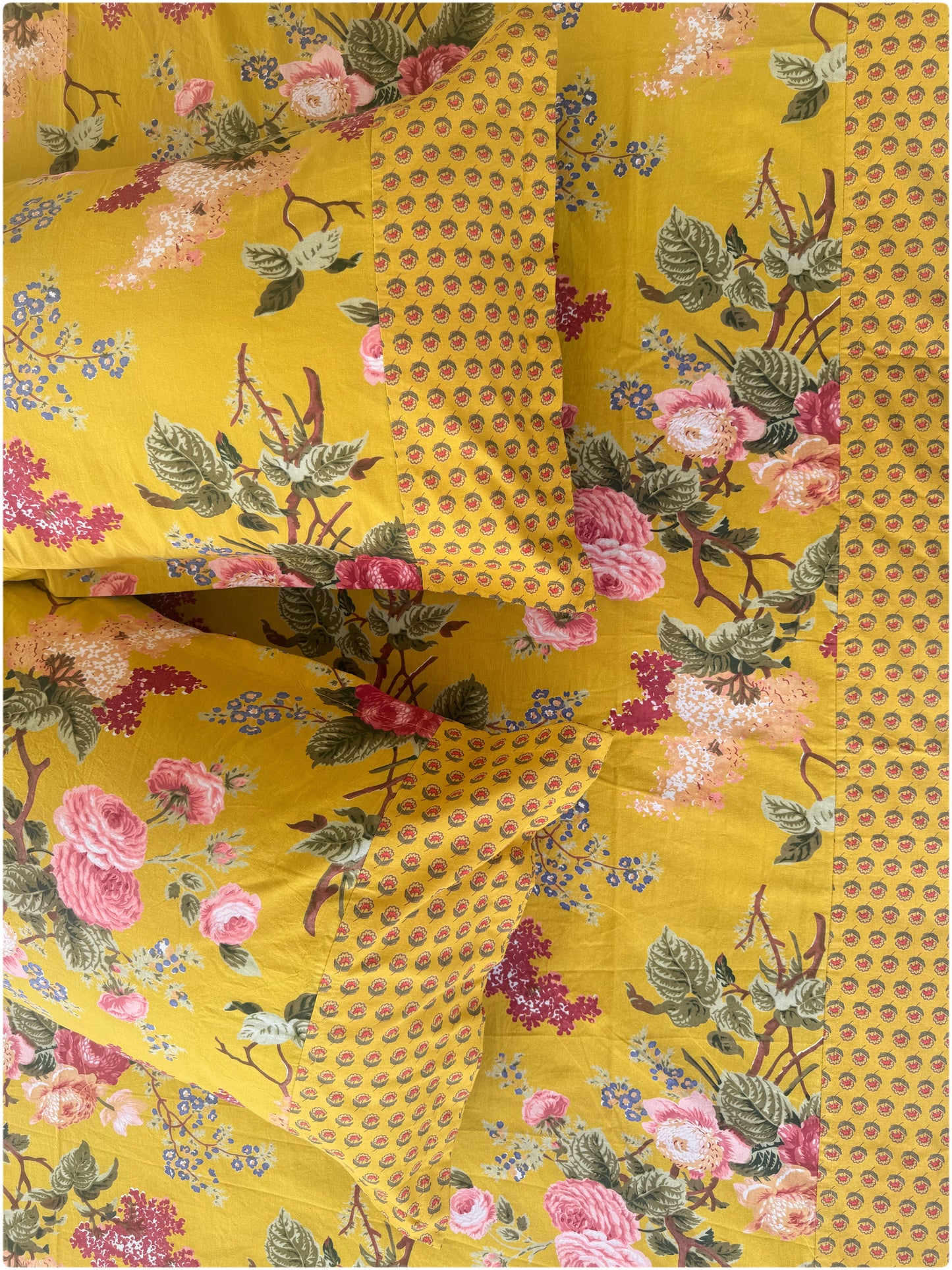 Ethnic Premium Queen Size Bedsheet - Mustard