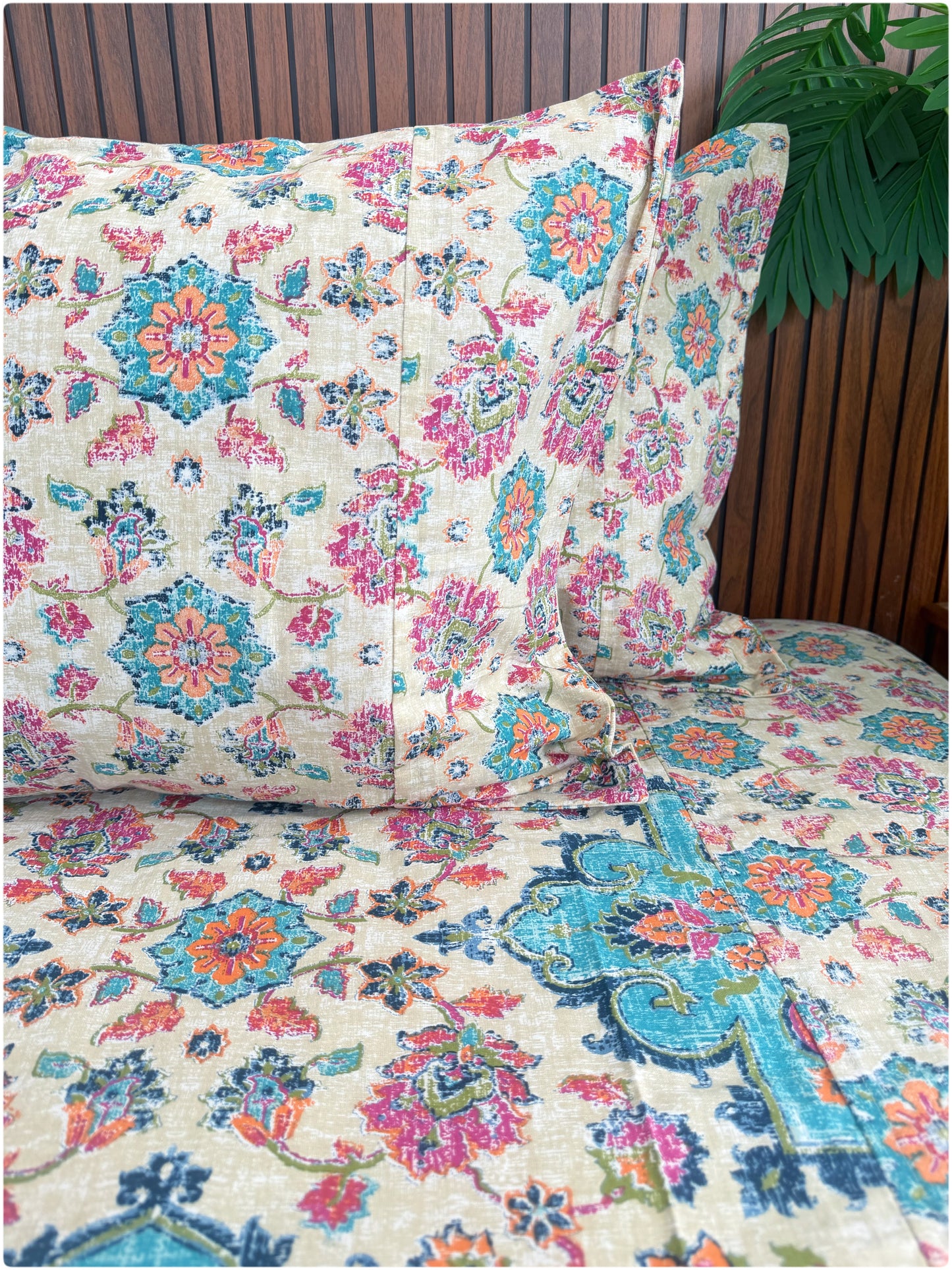 Ethnic Premium Super King Bedsheet - Multicolor