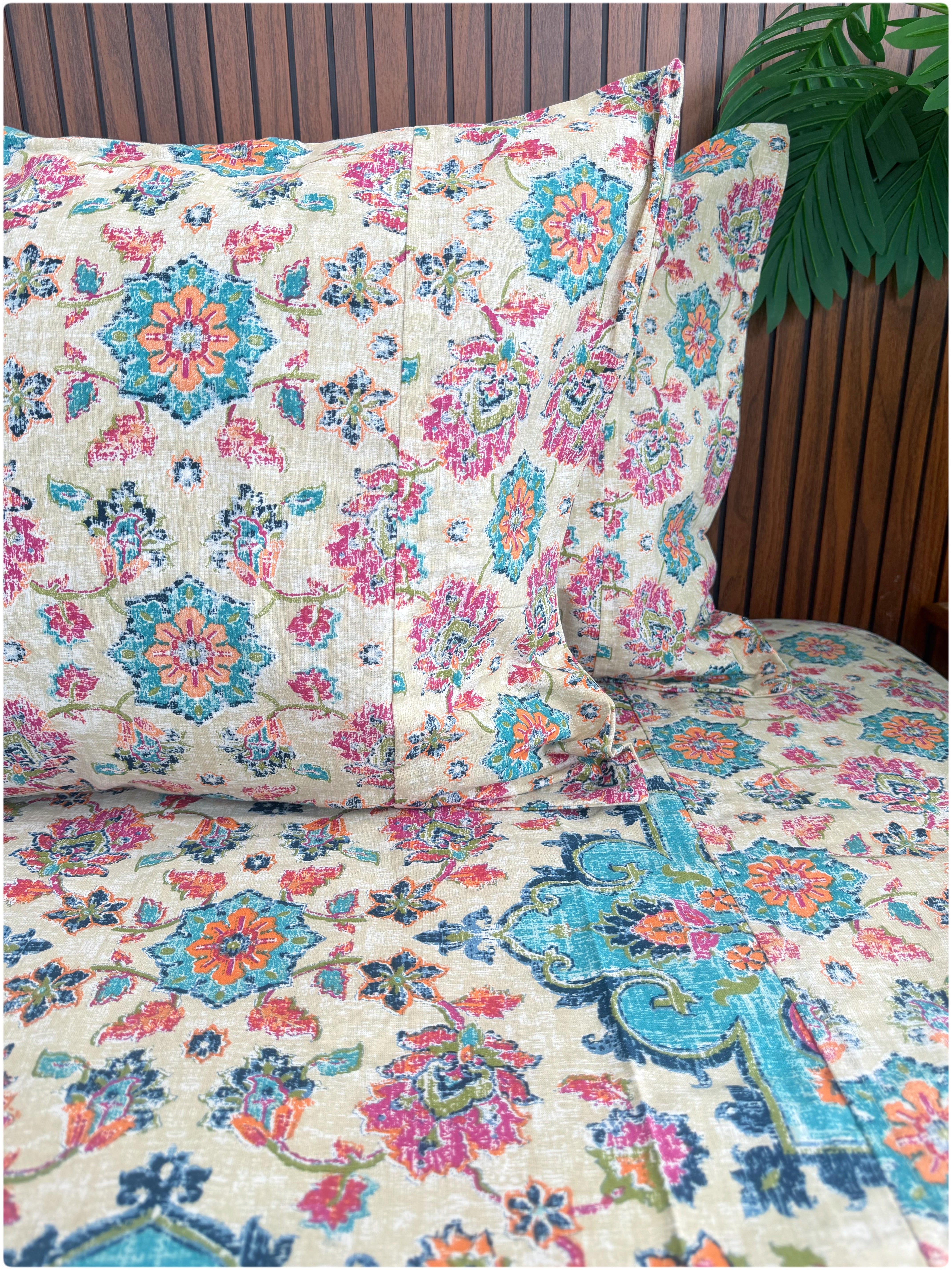 Ethnic Premium Super King Bedsheet - Multicolor