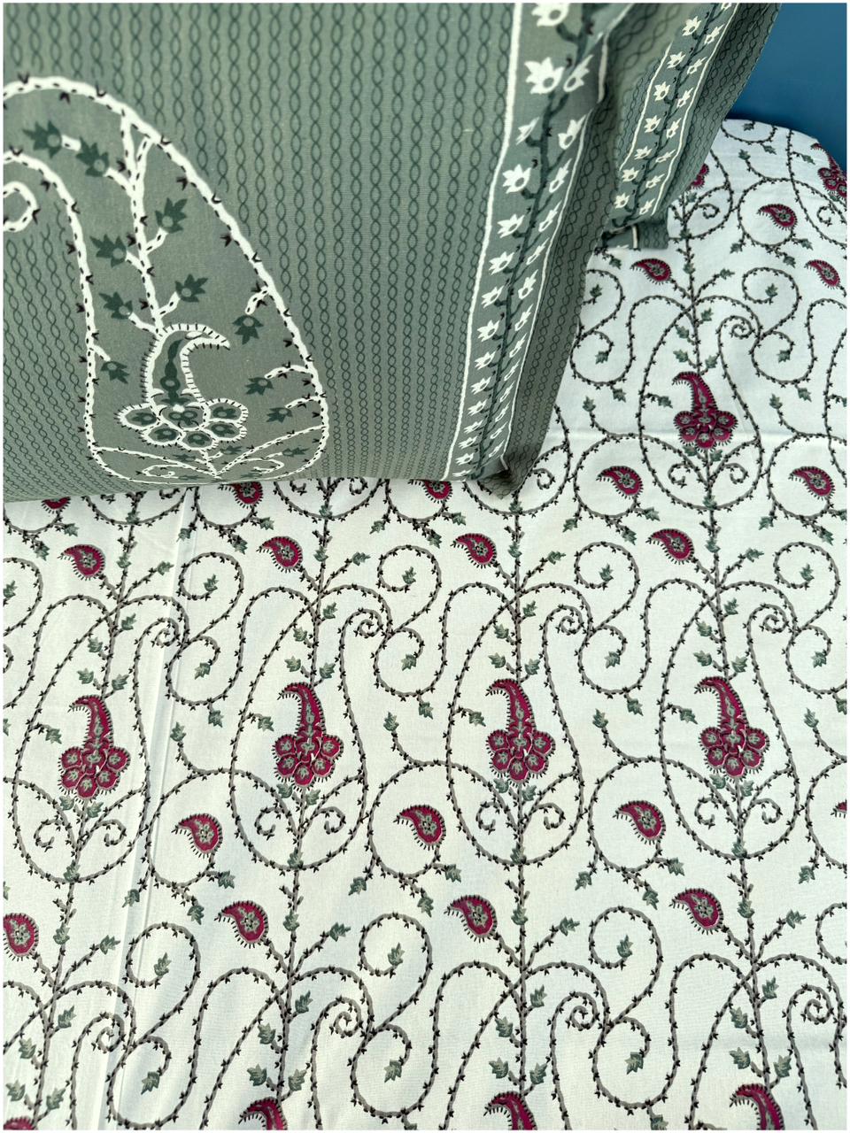 Sage Heritage Ethnic – 3 Piece Premium Bed Sheet Set 150 TC