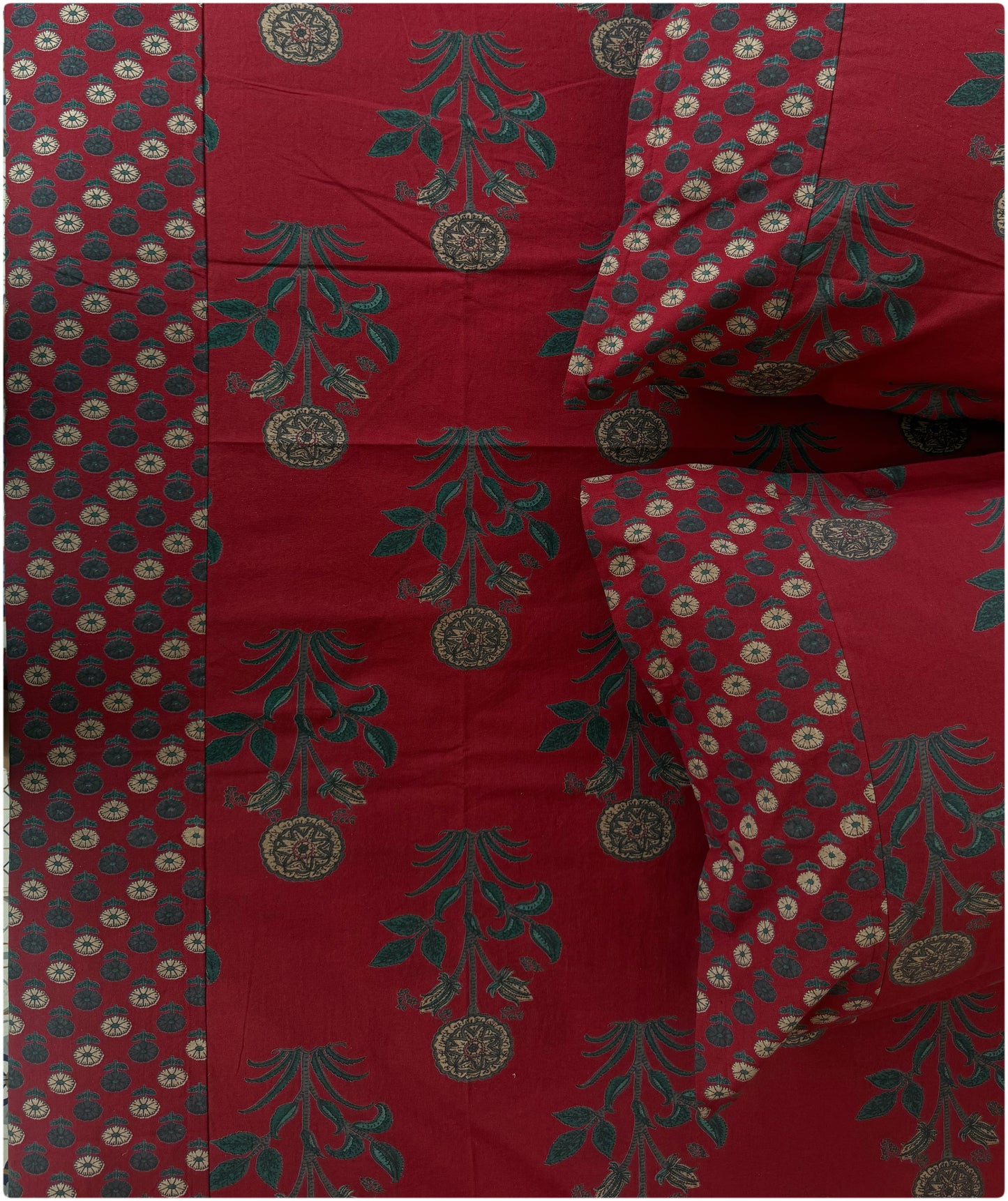 Ethnic Premium Super King Bedsheet - Maroon
