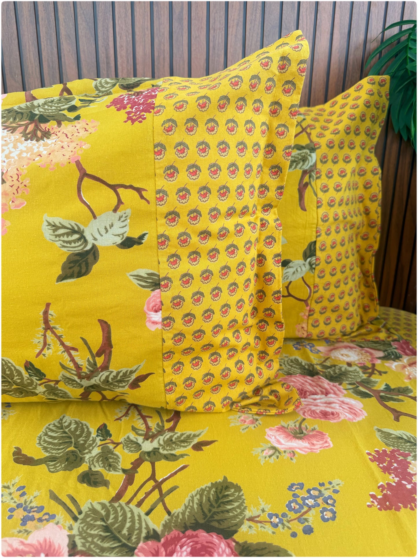 Ethnic Premium Queen Size Bedsheet - Mustard