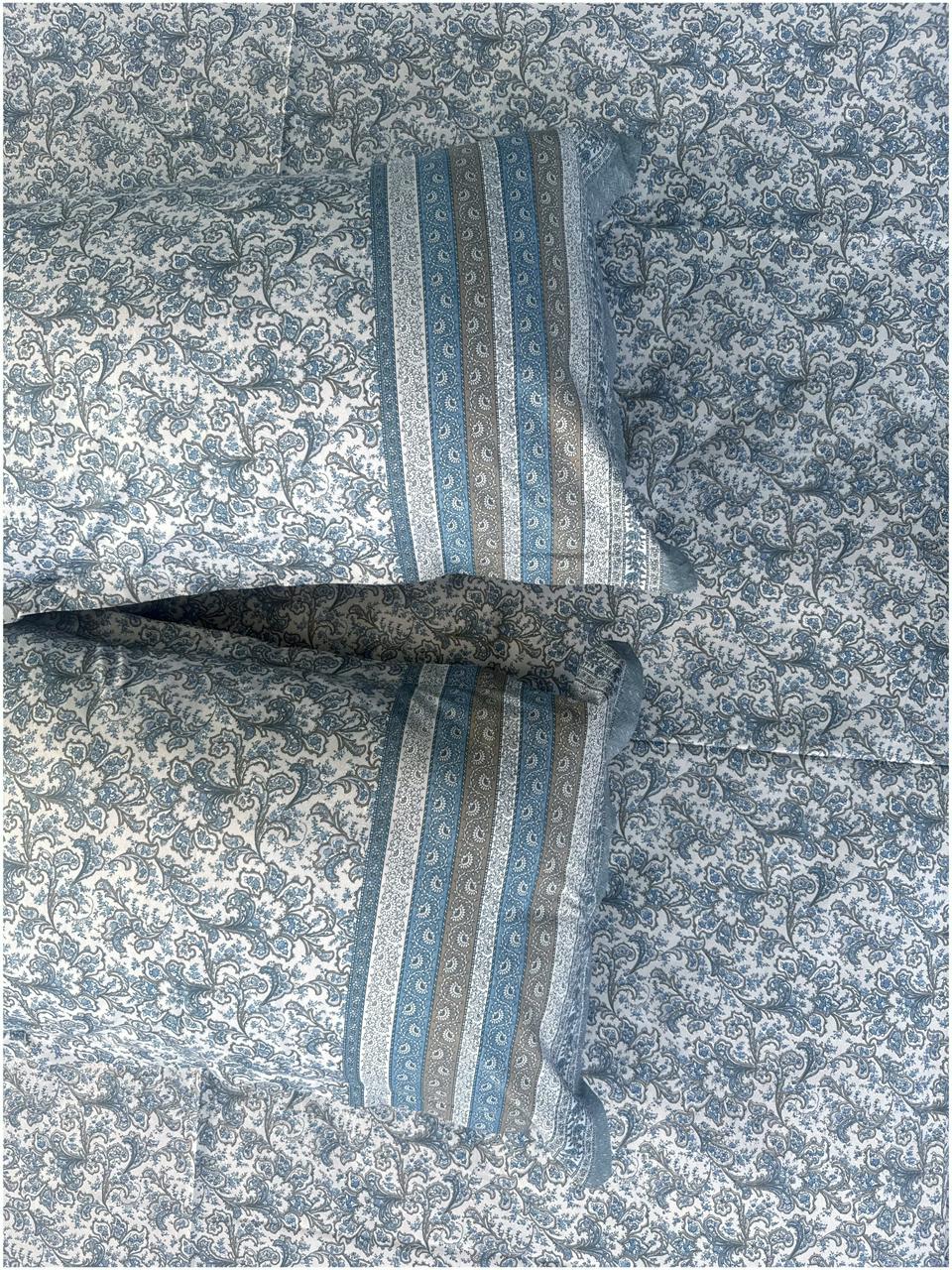 Classic Blue Floral – 3 Piece Cotton Bed Sheet Set 180 TC