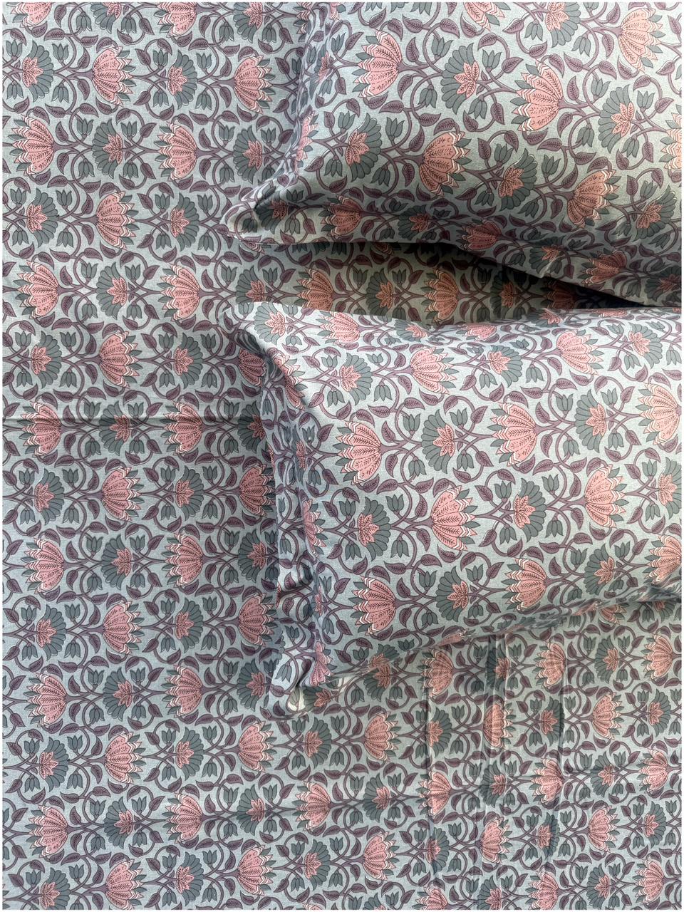 Deep Blue Floral Garden – 180 TC Premium Bed Sheet