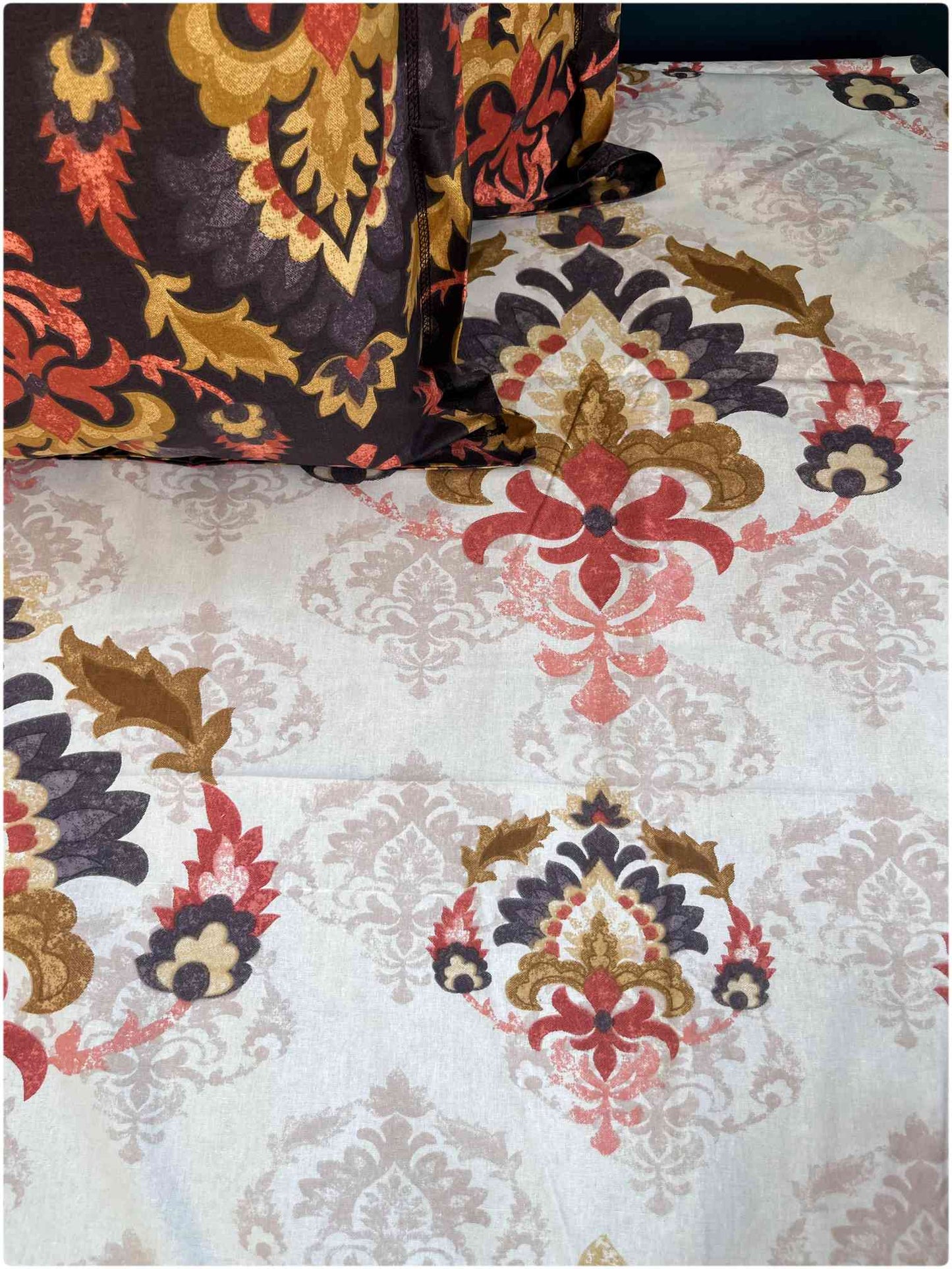 Jaipur Ivy Plum – 100% Cotton Bed Sheet 120 TC
