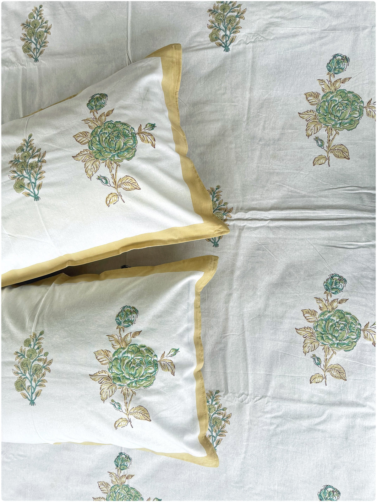 White & Cream OG Handblock Bedsheet