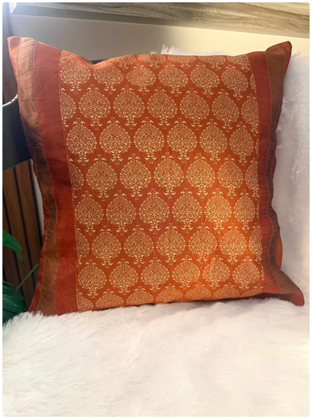Burnt Orange Festive Cushion Cover