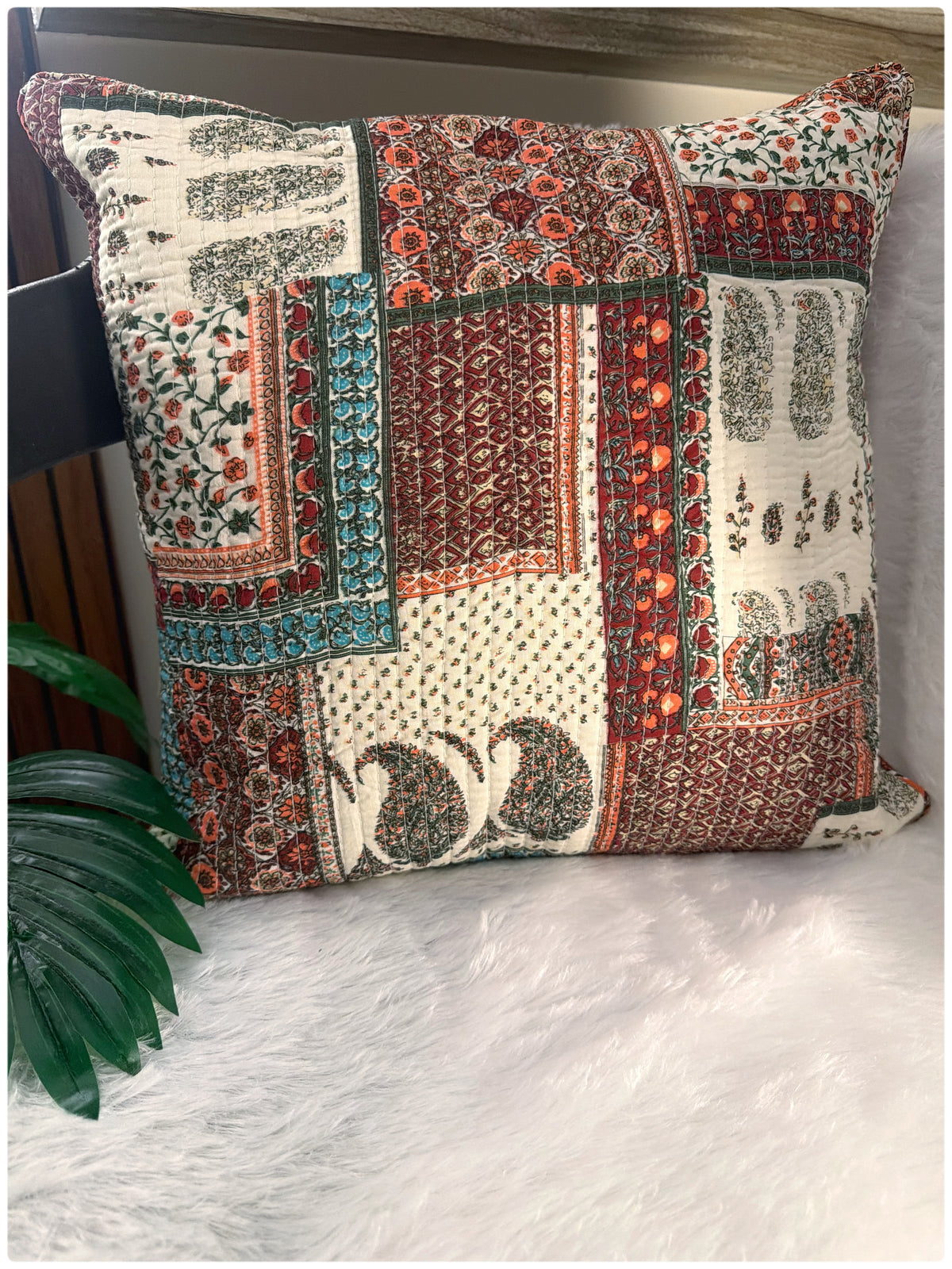 Multicolor Quilted Cushion Cover