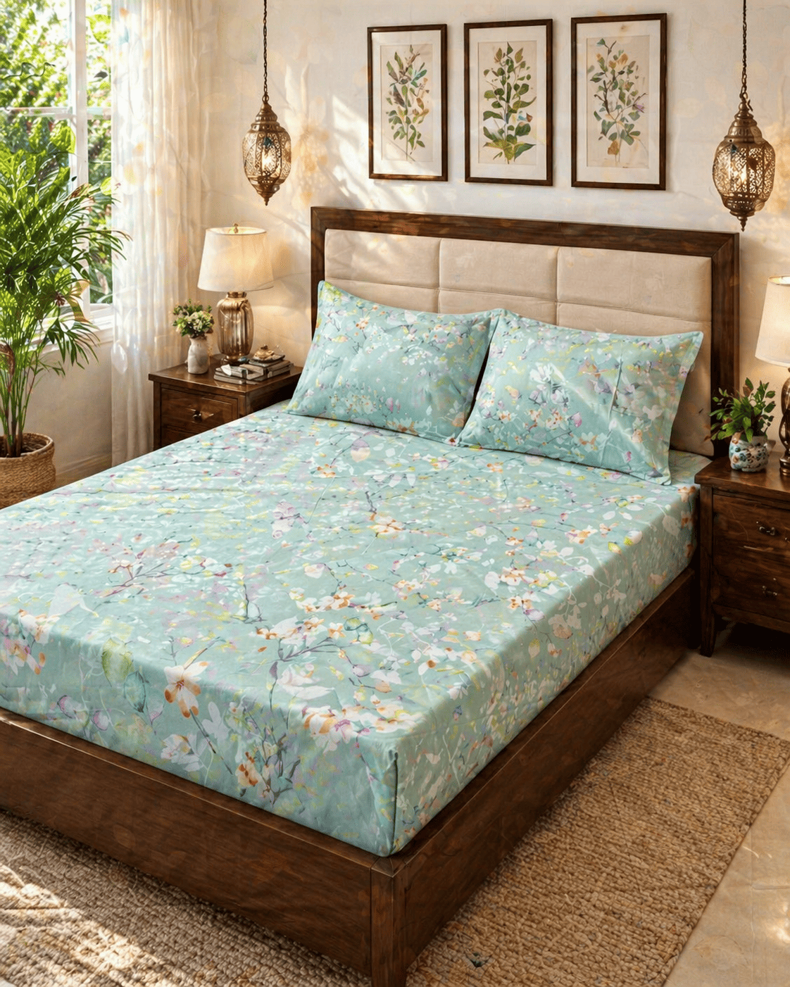 Digital Mint Fresh – Premium Cotton Bed Sheet Set 300 TC
