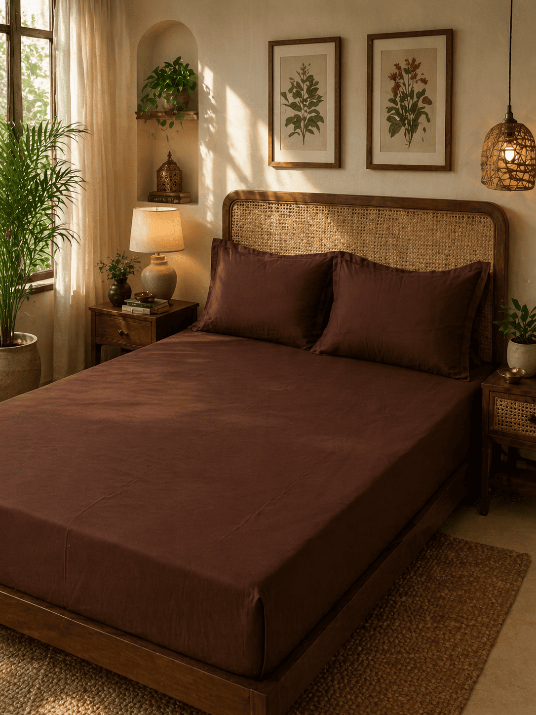 Solid Chocolate Brown – 300 TC Luxe Bed Sheet