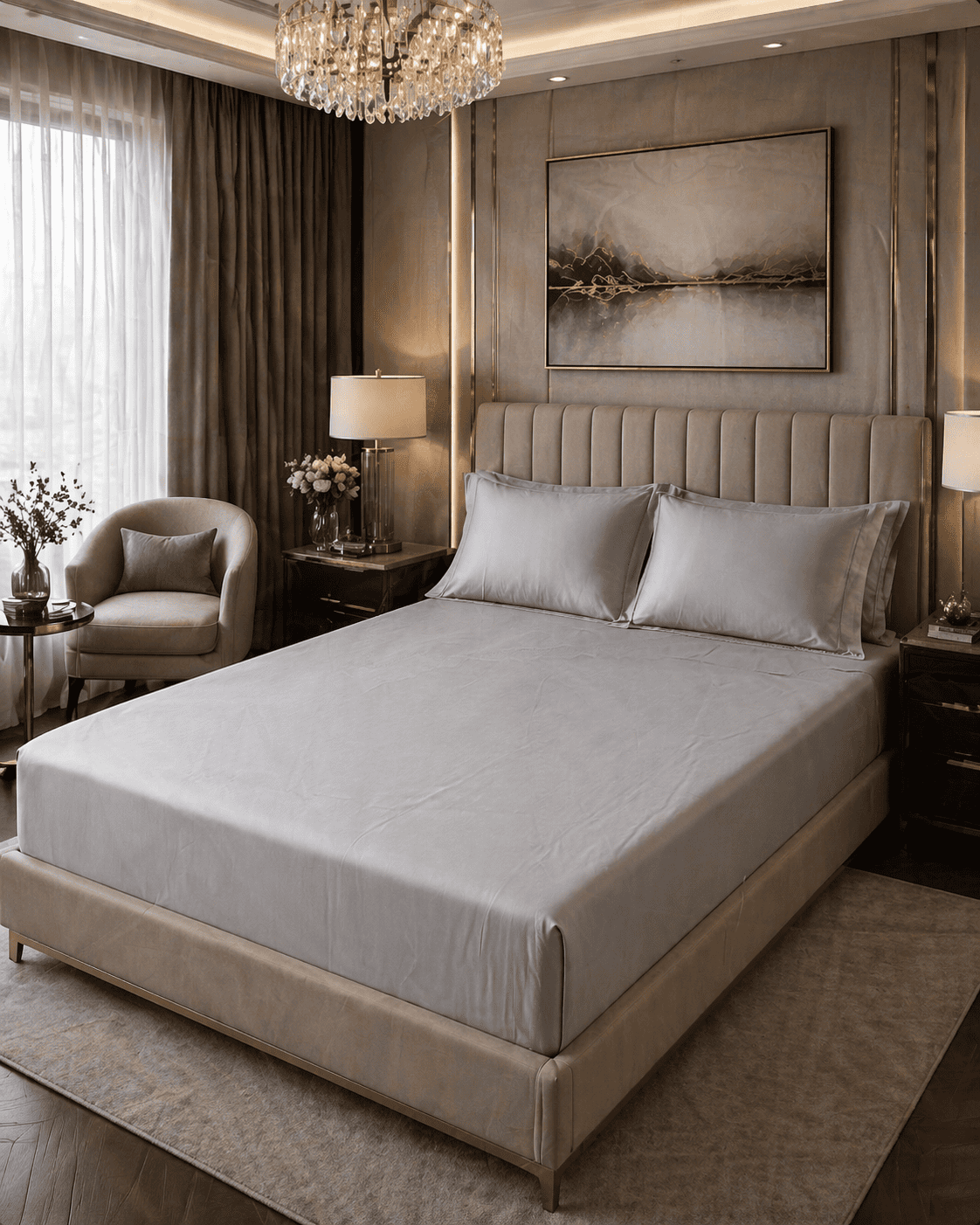Solid Pearl Grey – 300 TC Luxury Cotton Bed Sheet