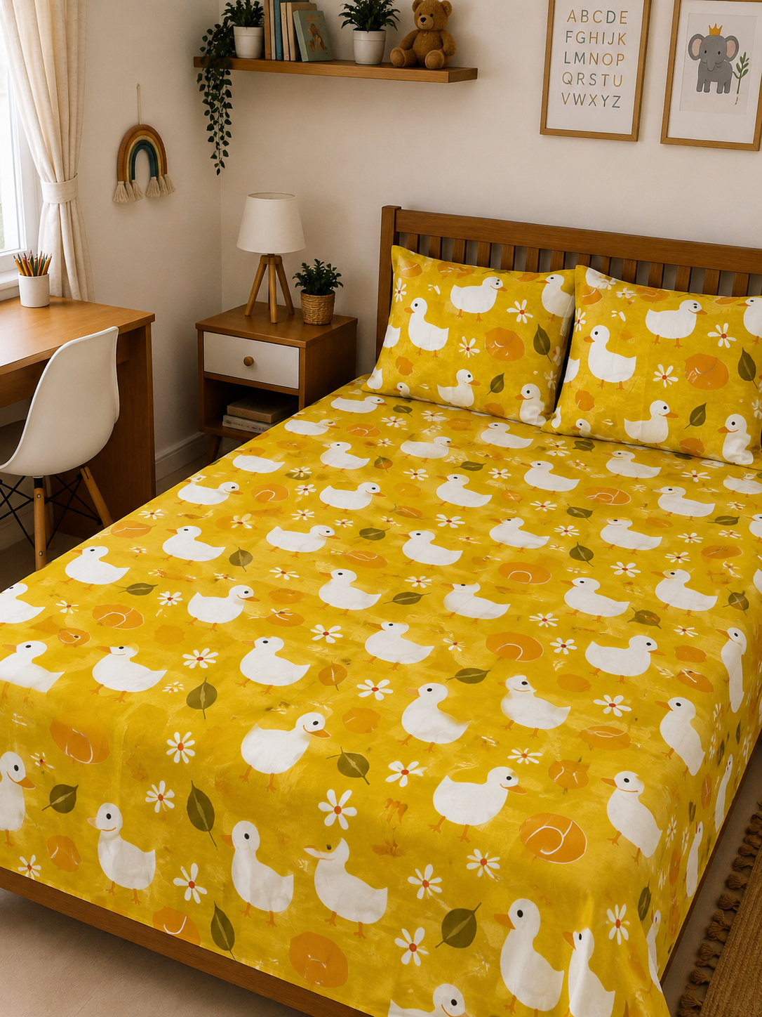 Duck Yellow Printed - Kids Bedsheet