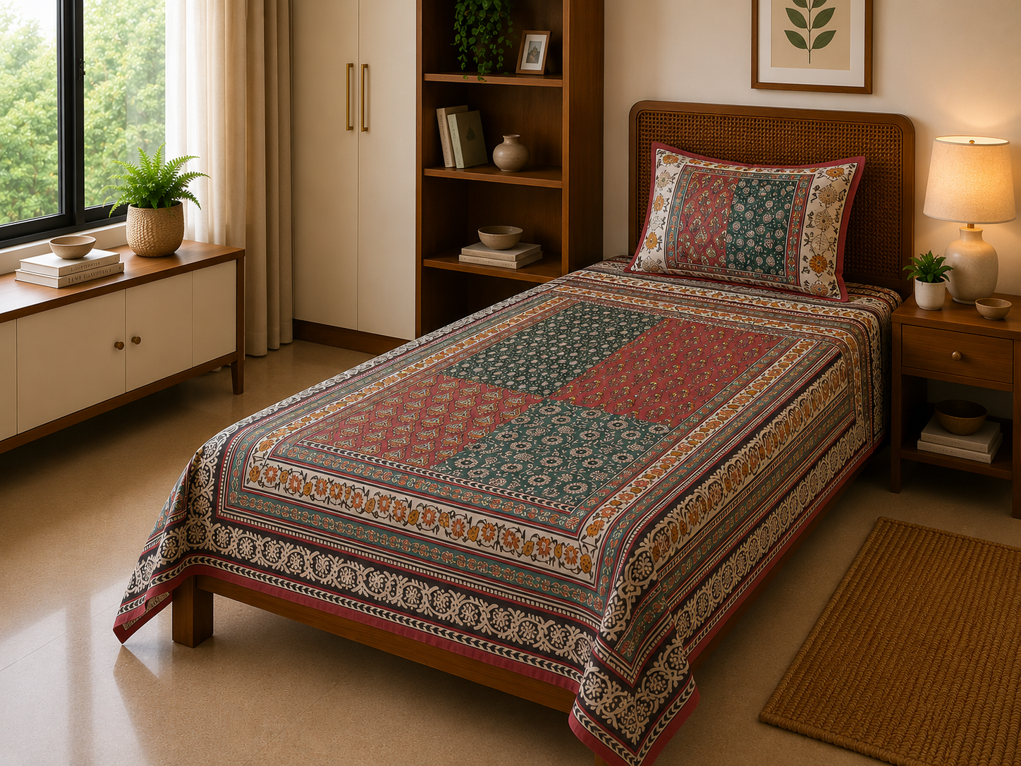 Golden Mustard Heritage Print Bedsheet