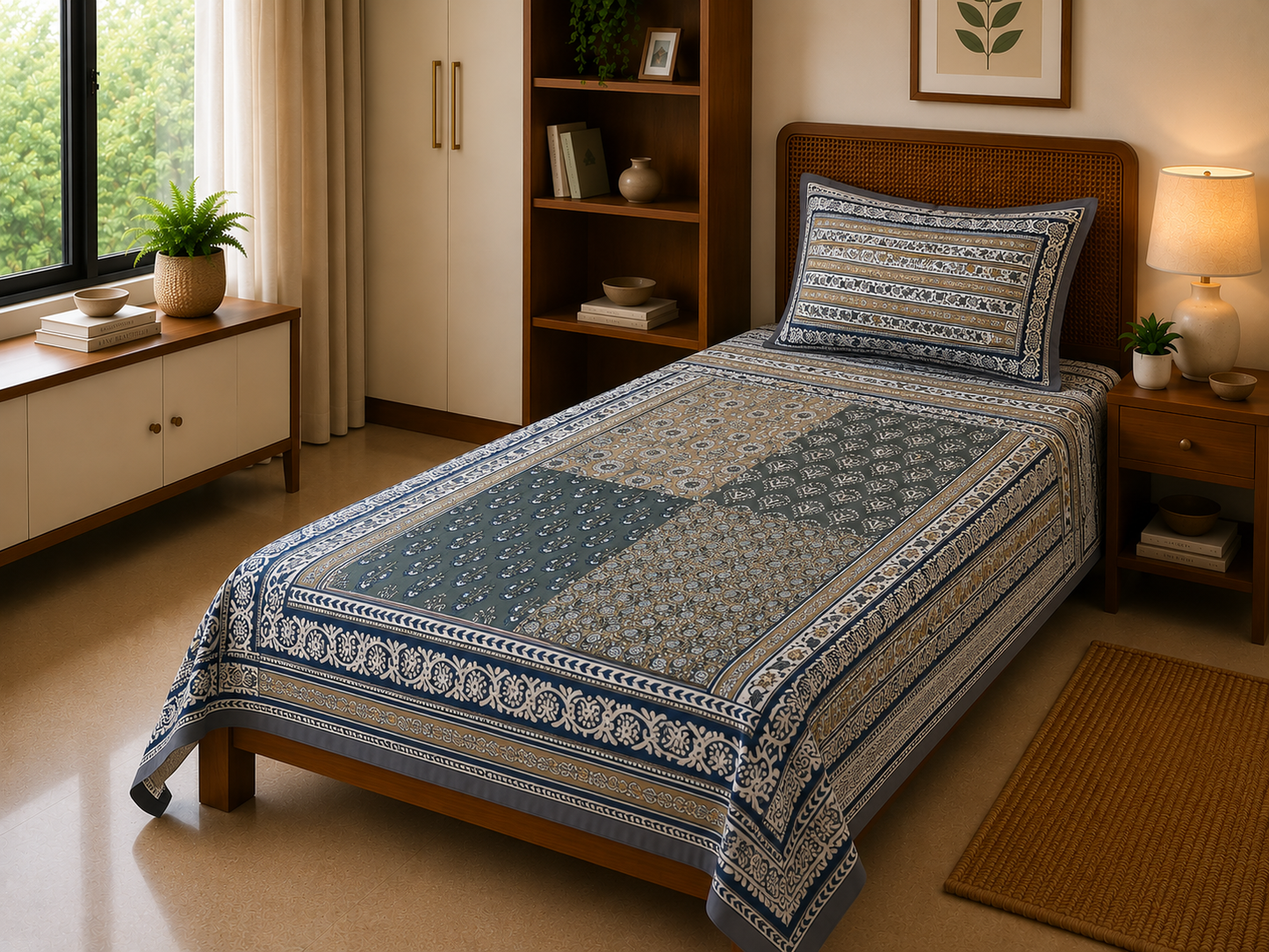 Navy Heritage Traditional Cotton Bedsheet