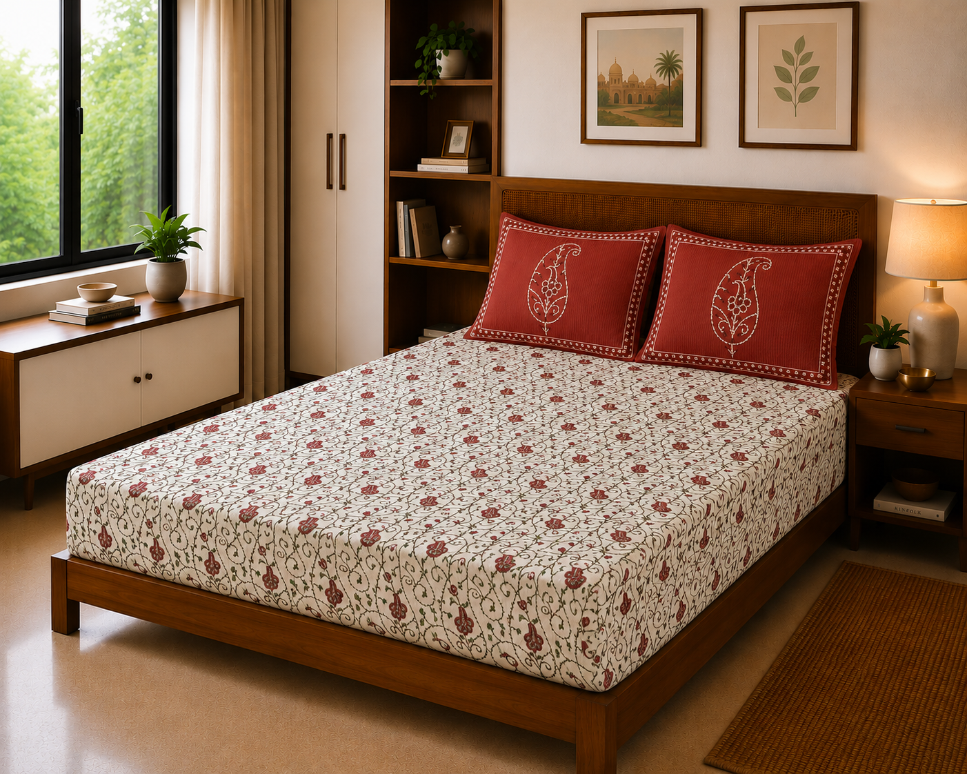 Rustic Rust Ethnic – 150 TC Luxury Cotton Bed Cover