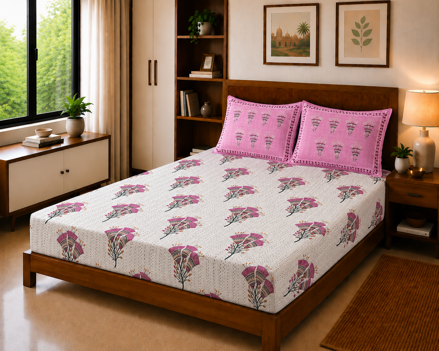 Blush Ethnic Pink – 150 TC Luxe Bed Sheet