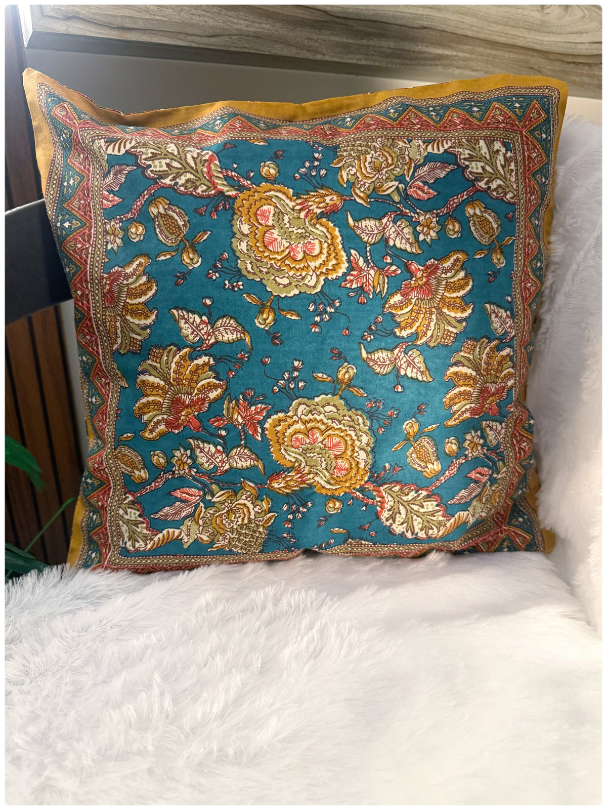 Teal & Orange Reversible Cushion Cover