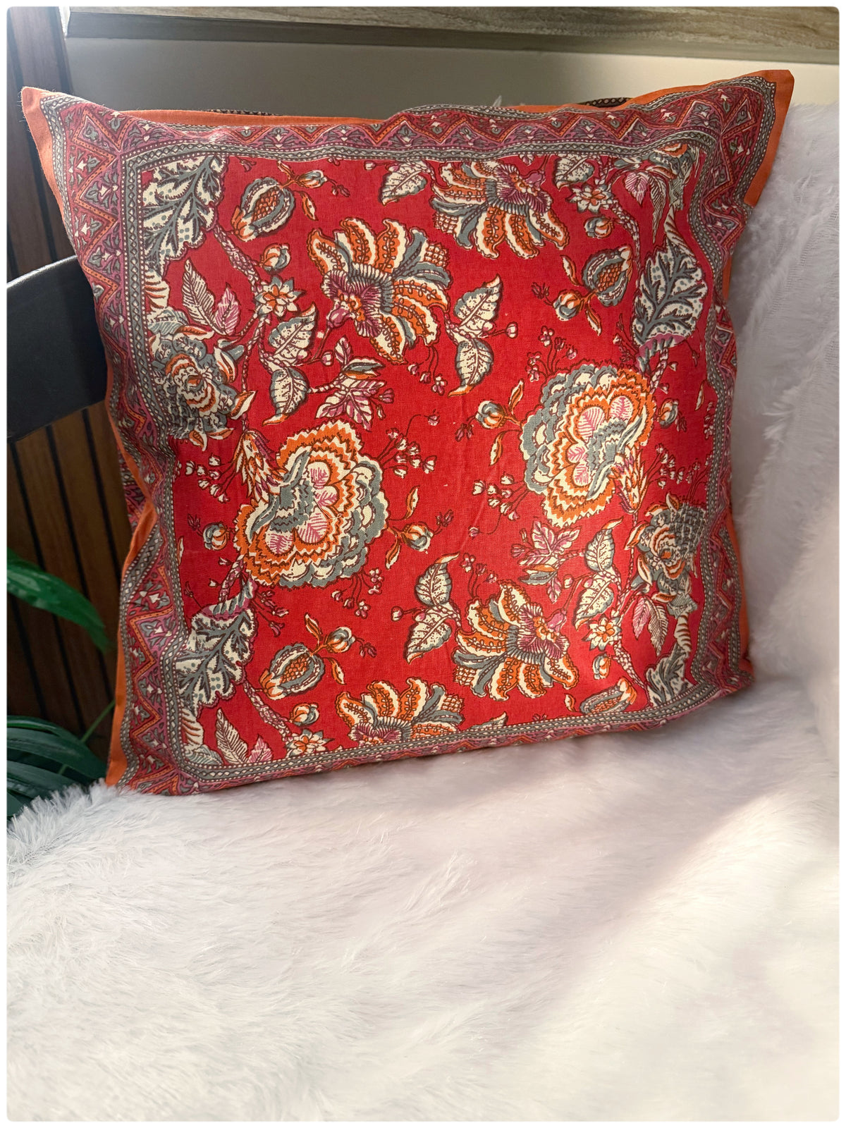Cherry Red Reversible Cushion Cover