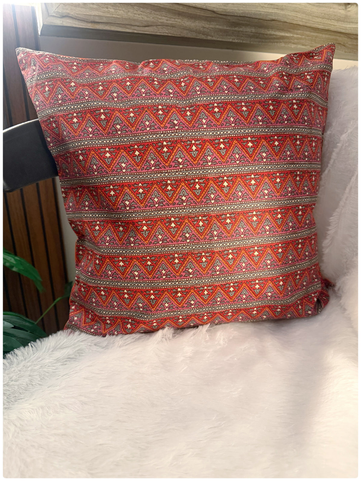 Cherry Red Reversible Cushion Cover