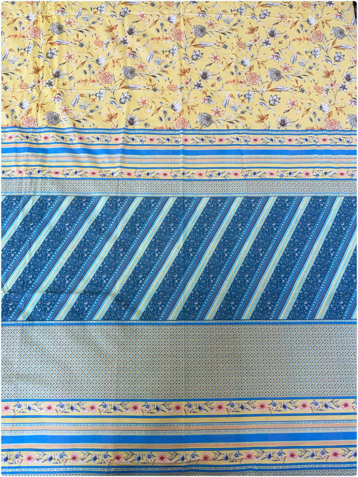 Lemon & Blue Floral Super King Bedsheet