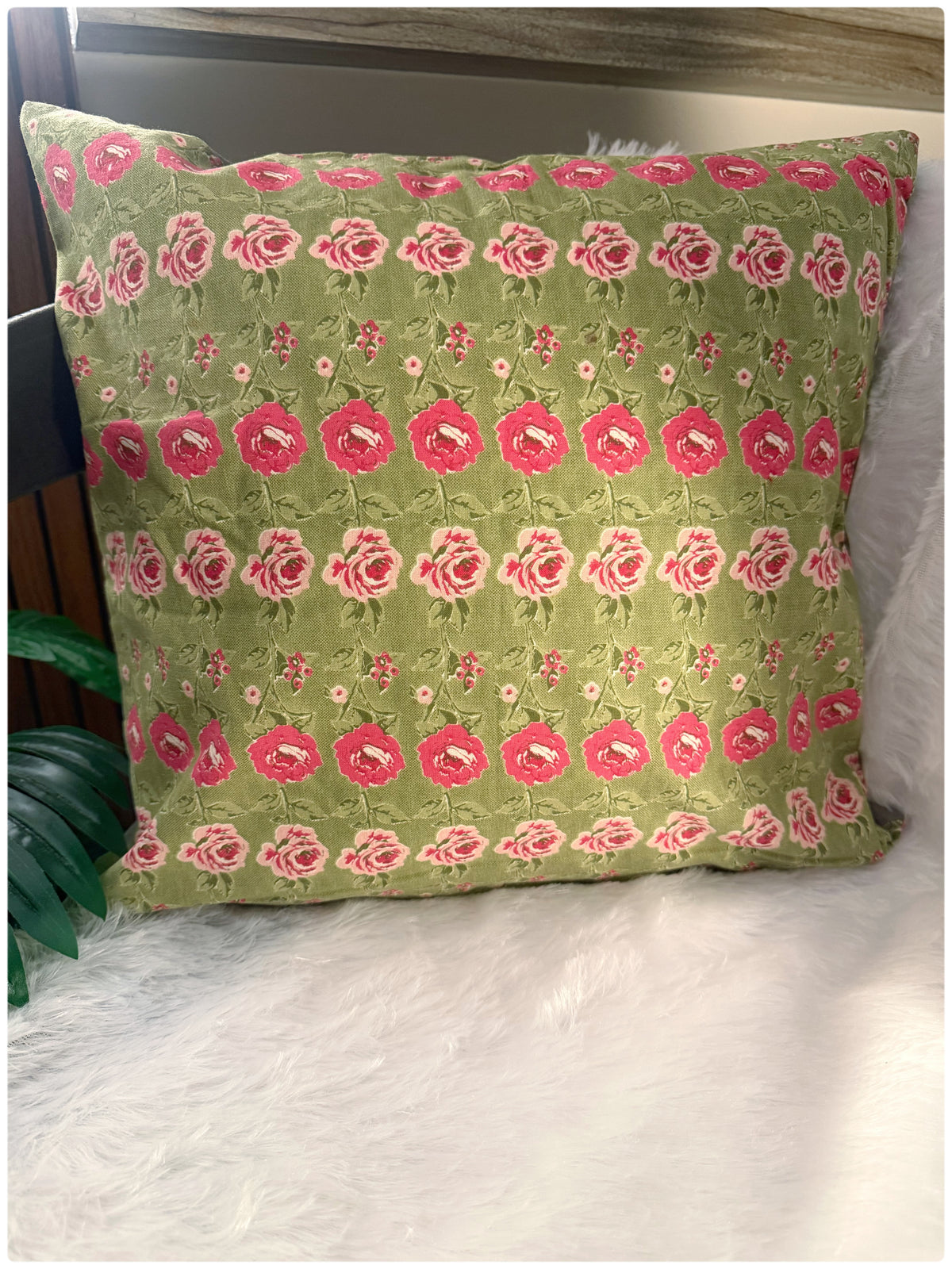 Grey & Green Reversible Cushion Cover
