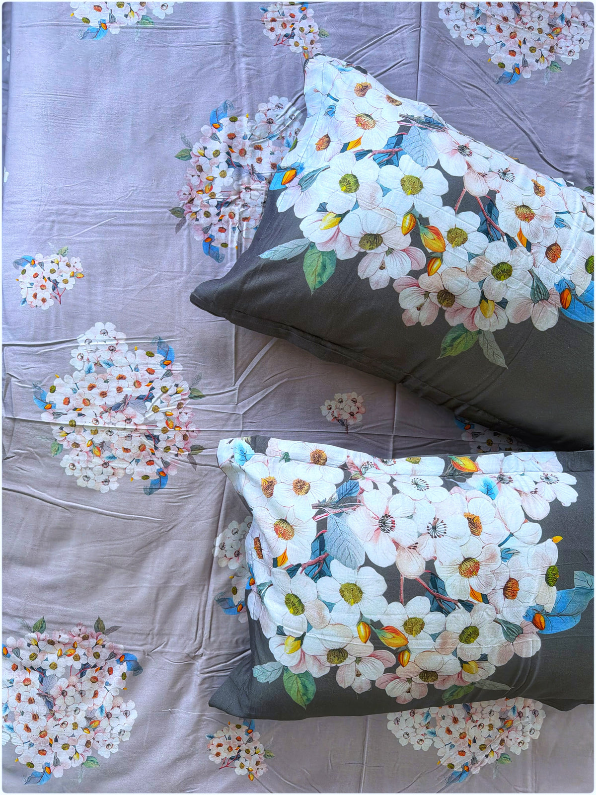 Lavender & Grey Floral Super King Bedsheet