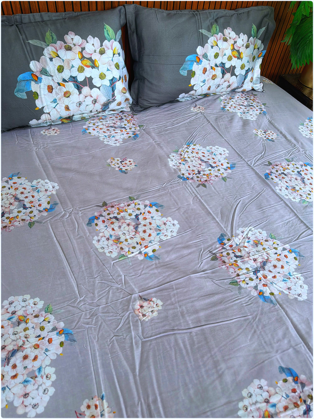 Lavender & Grey Floral Super King Bedsheet