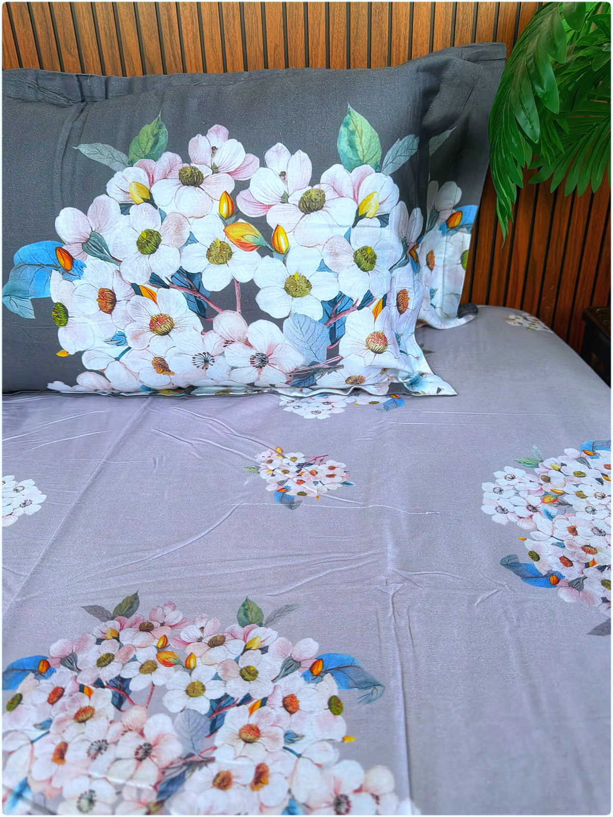 Lavender & Grey Floral Super King Bedsheet
