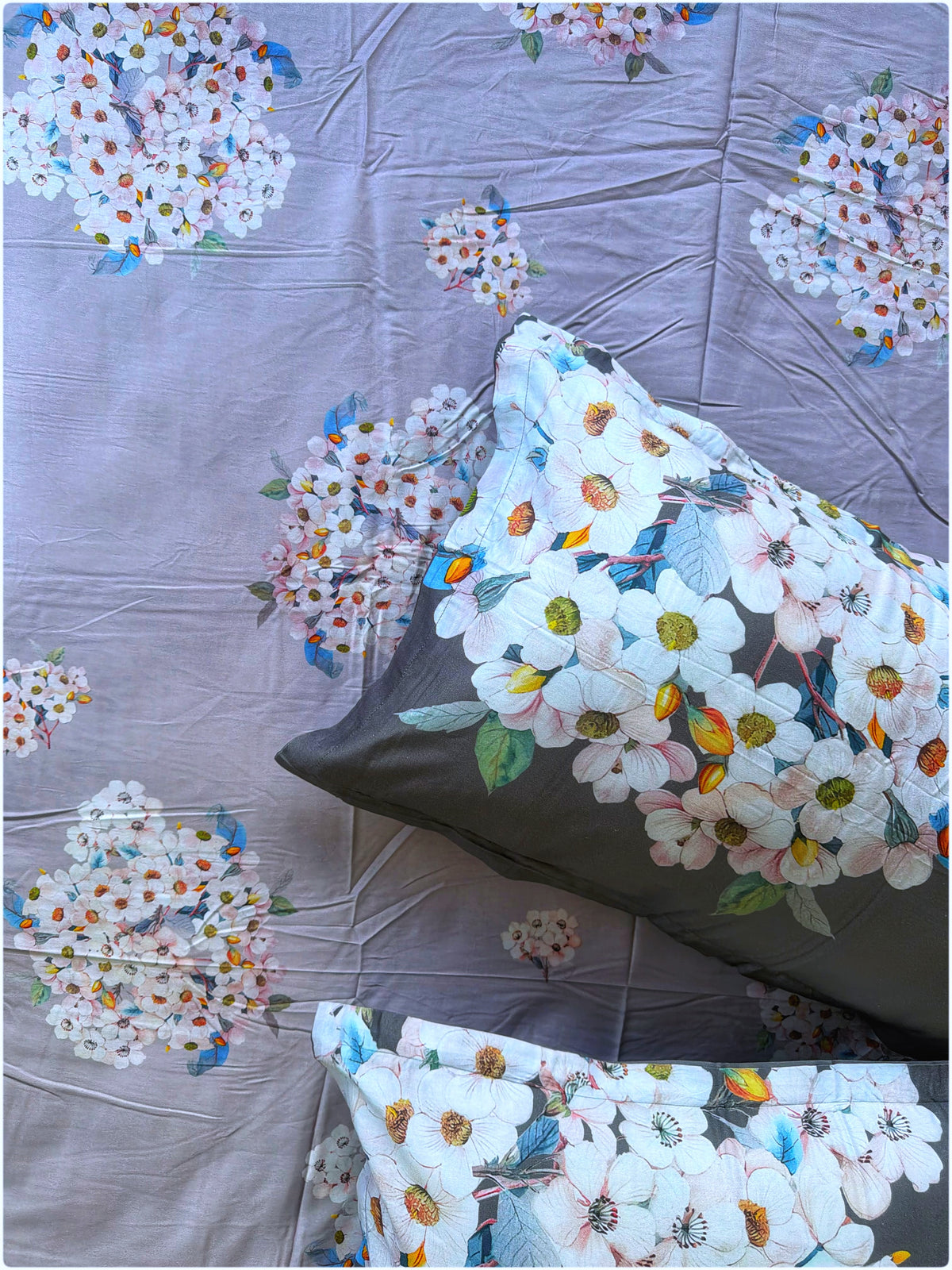 Lavender & Grey Floral Super King Bedsheet