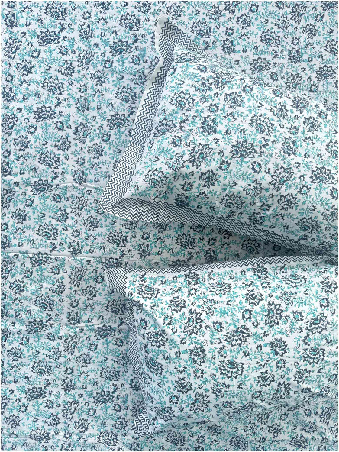 Aqua Handblock Fresh – 200 TC Luxury Bed Sheet