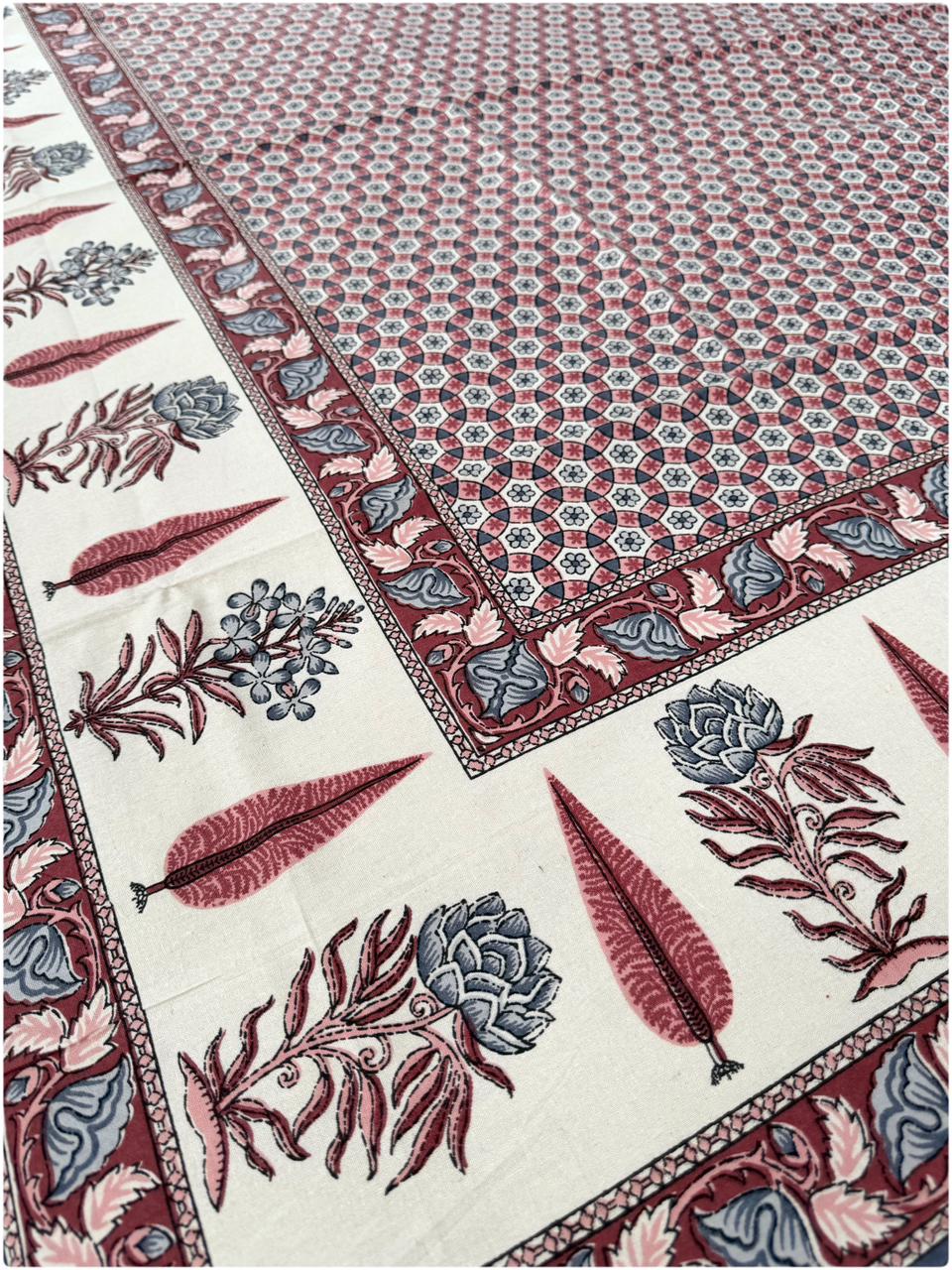 Heritage Printed Single Cotton Bedsheet - Maroon