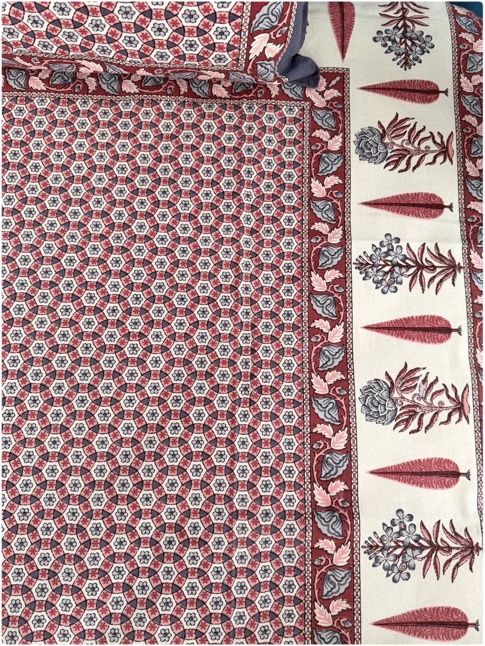 Heritage Printed Single Cotton Bedsheet - Maroon