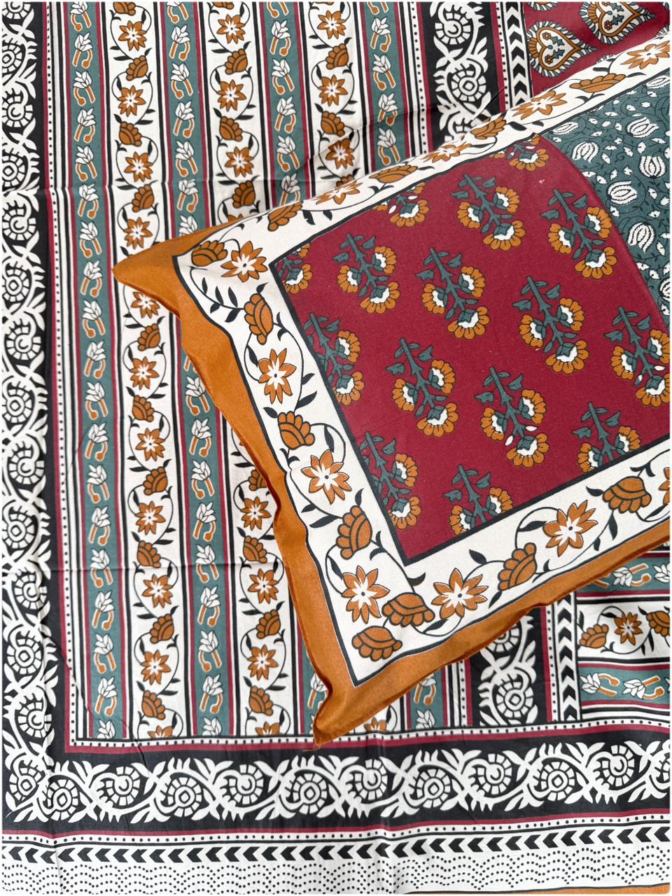 Golden Mustard Heritage Print Bedsheet