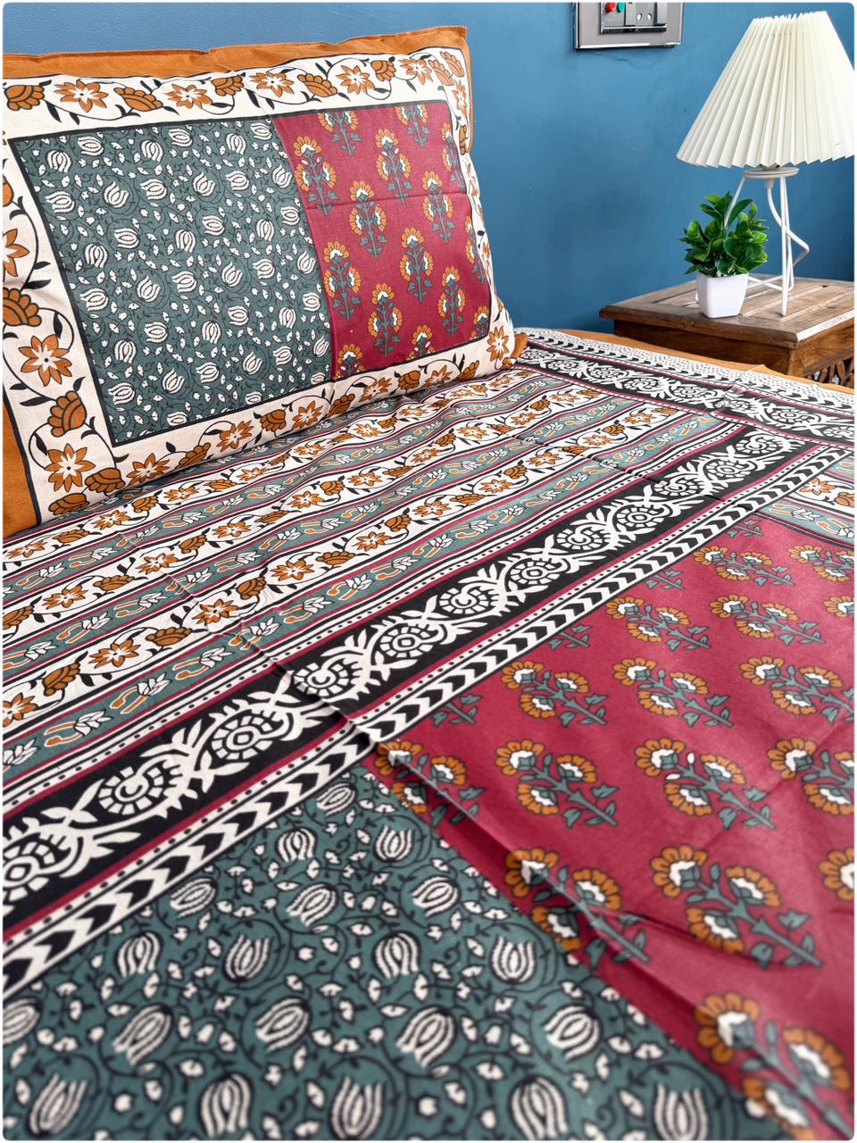 Golden Mustard Heritage Print Bedsheet