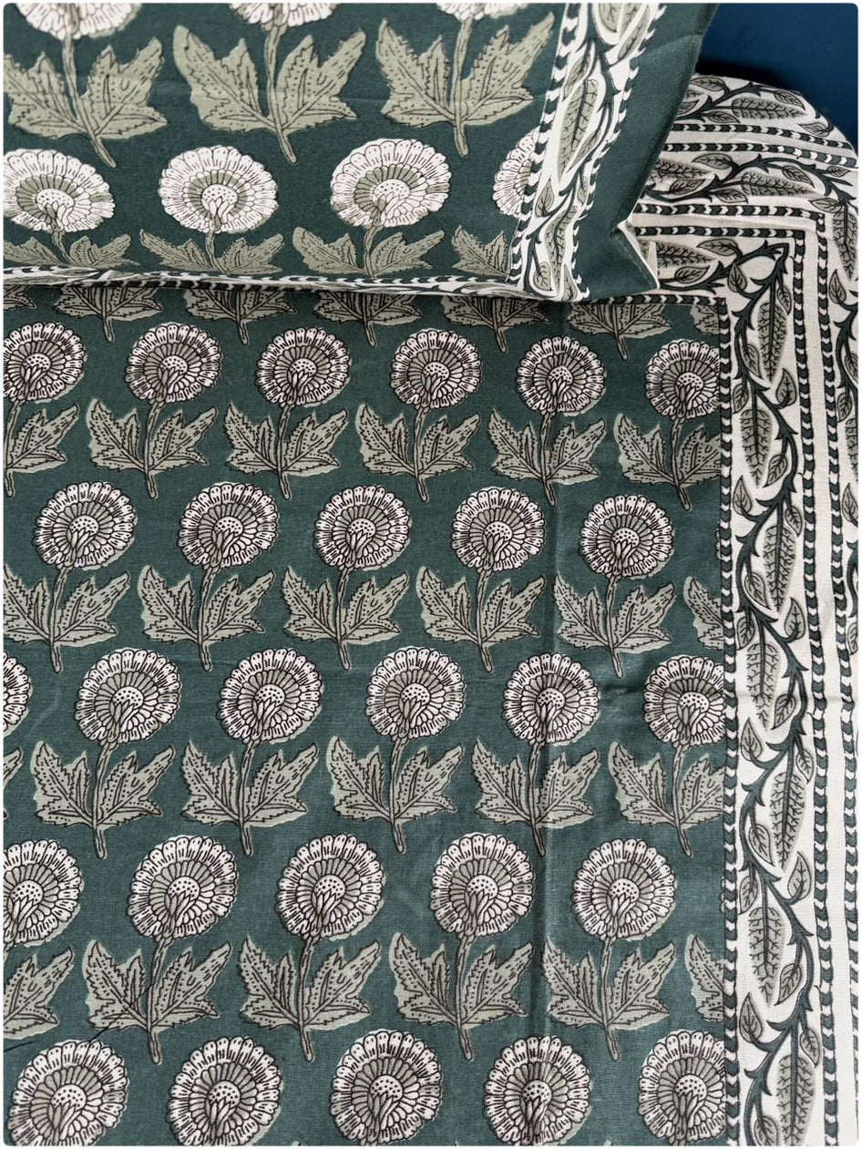 Verdant Forest Premium Ethnic Bedsheet Set