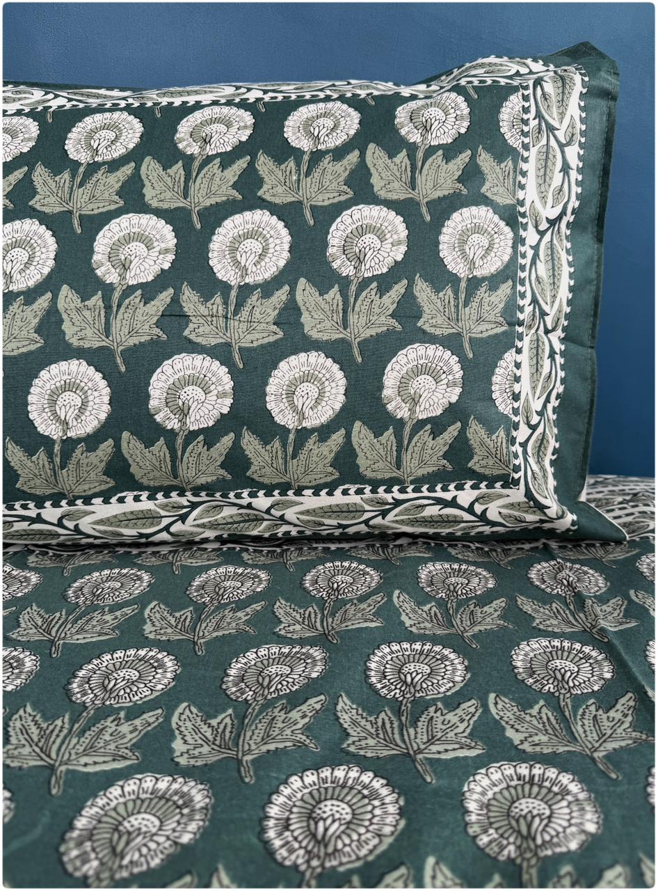 Verdant Forest Premium Ethnic Bedsheet Set