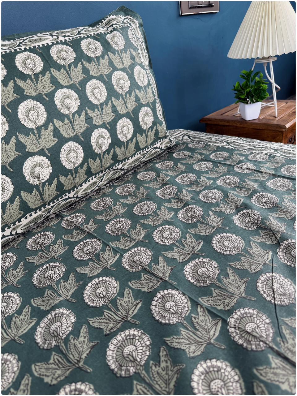 Verdant Forest Premium Ethnic Bedsheet Set