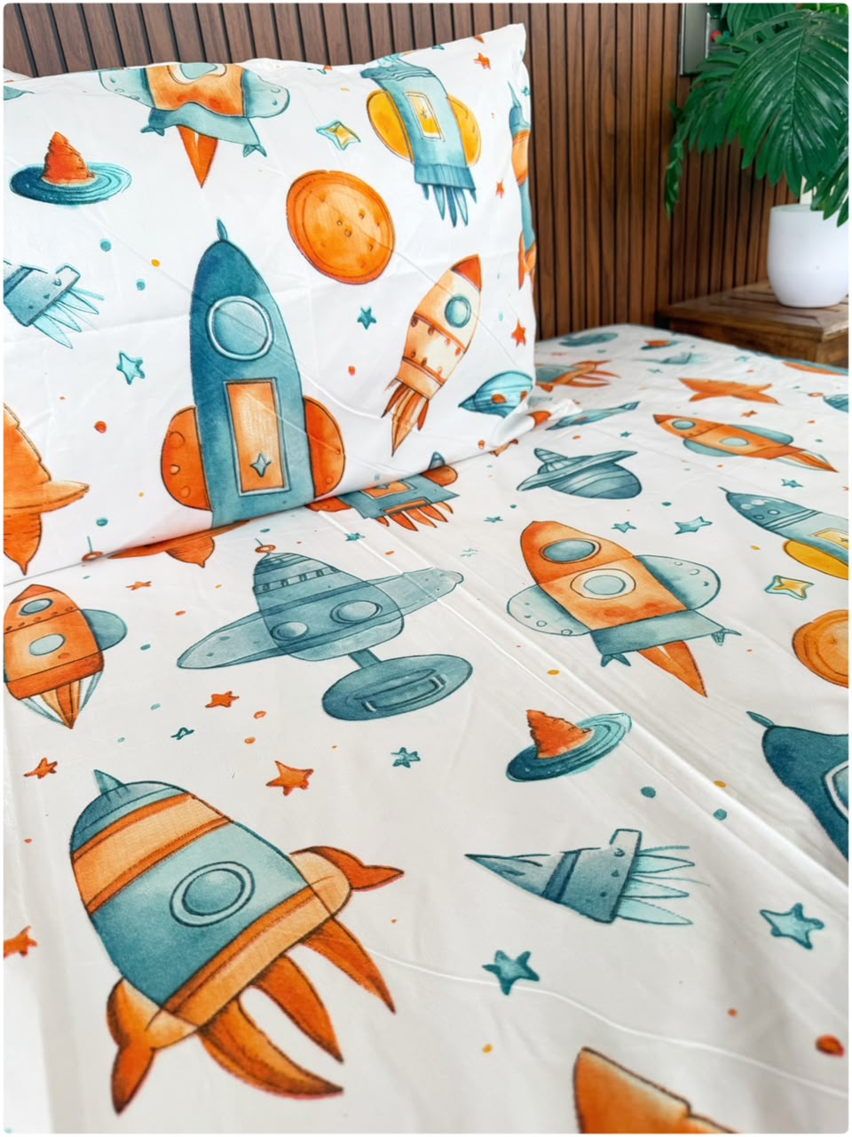 Rocket White - Kids Bedsheet