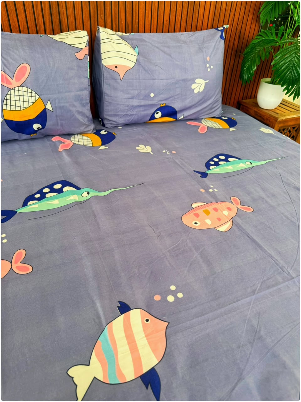 Fish Blue Printed - Kids Bedsheet