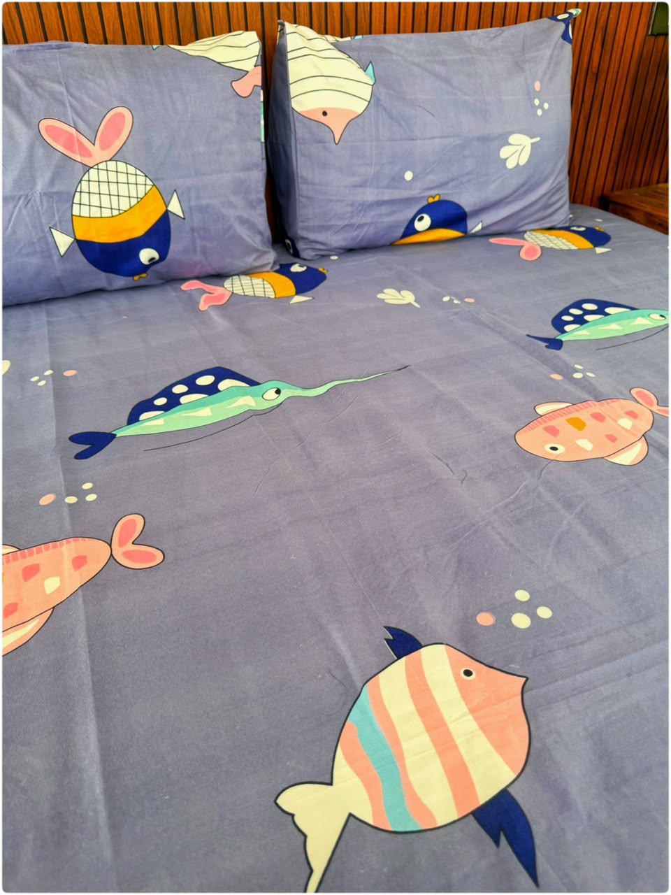 Fish Blue Printed - Kids Bedsheet