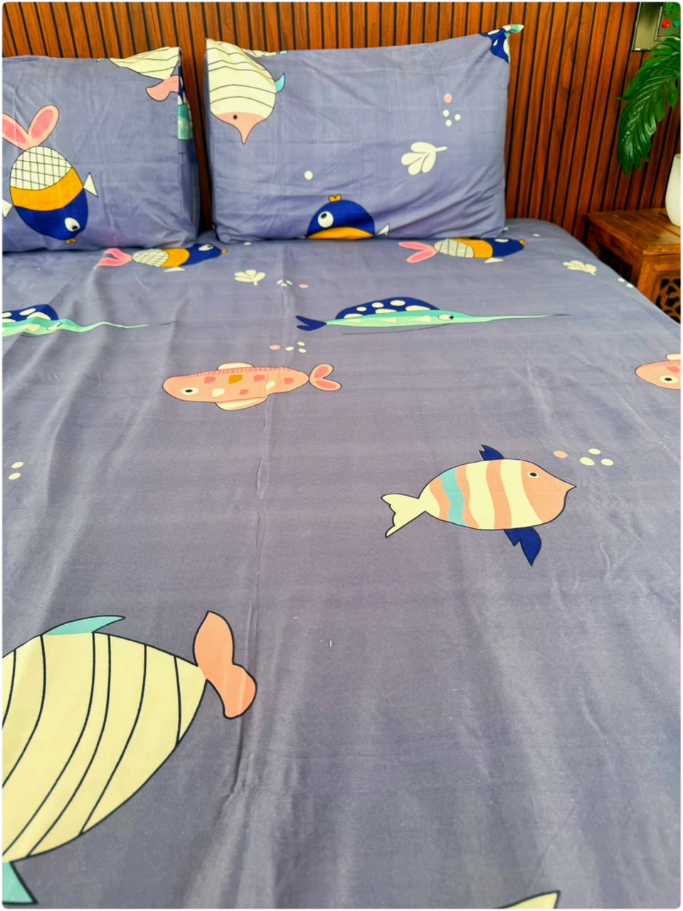 Fish Blue Printed - Kids Bedsheet
