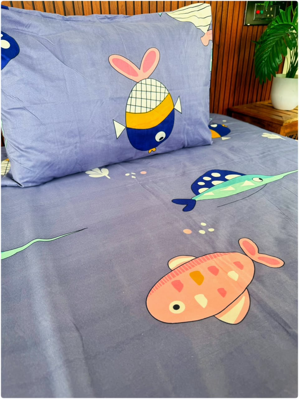 Fish Blue Printed - Kids Bedsheet