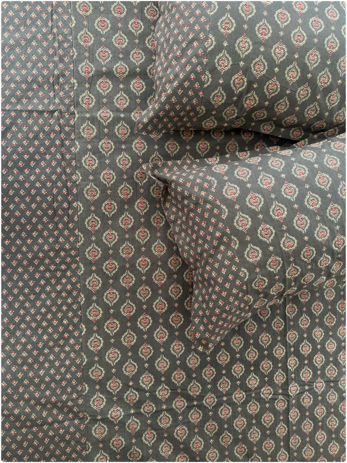 Ethnic Premium Queen Size Bedsheet -Grey