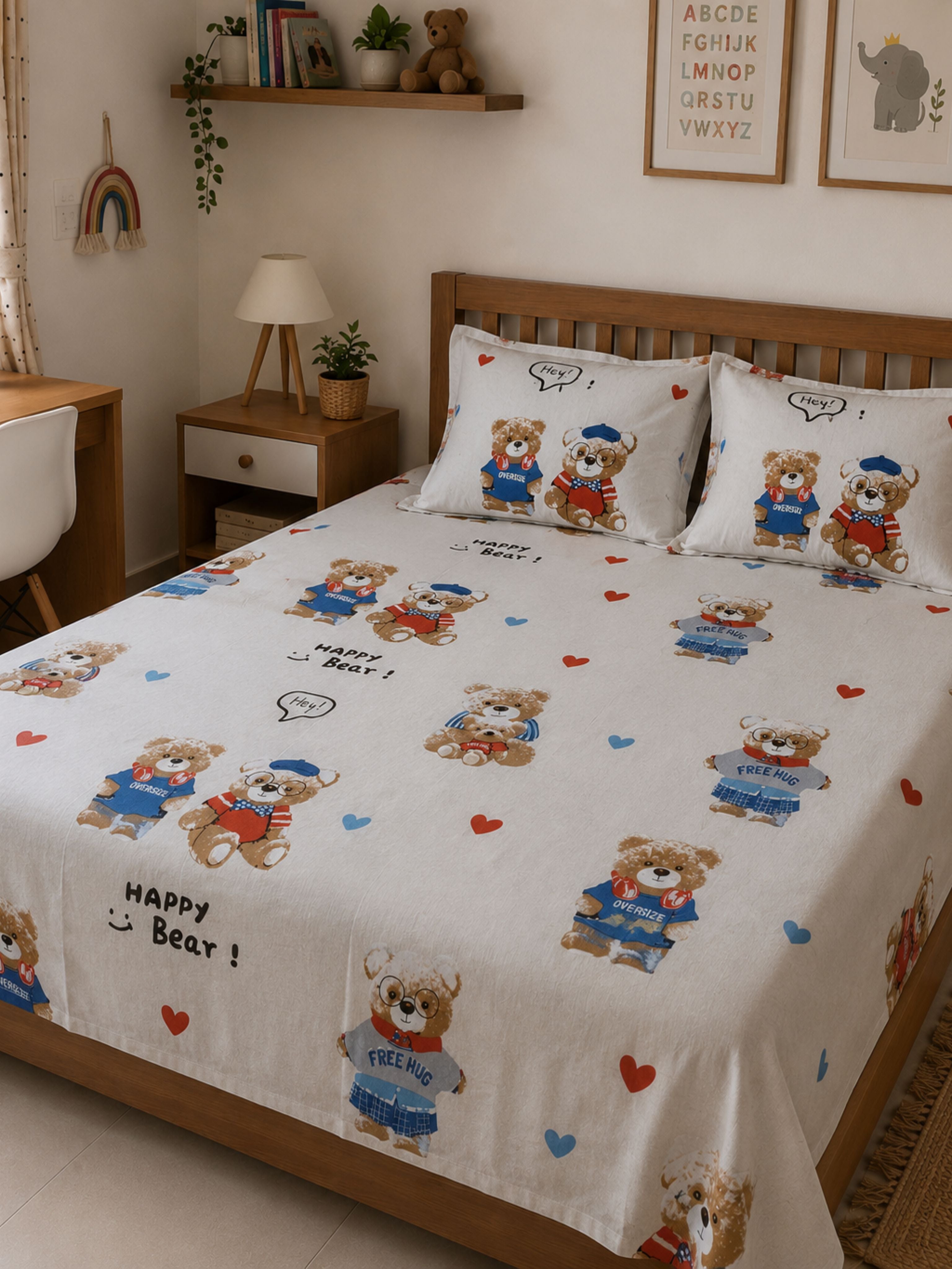 Teddy Cream Snuggle – Kids Cozy Bed Sheet Set 180 TC