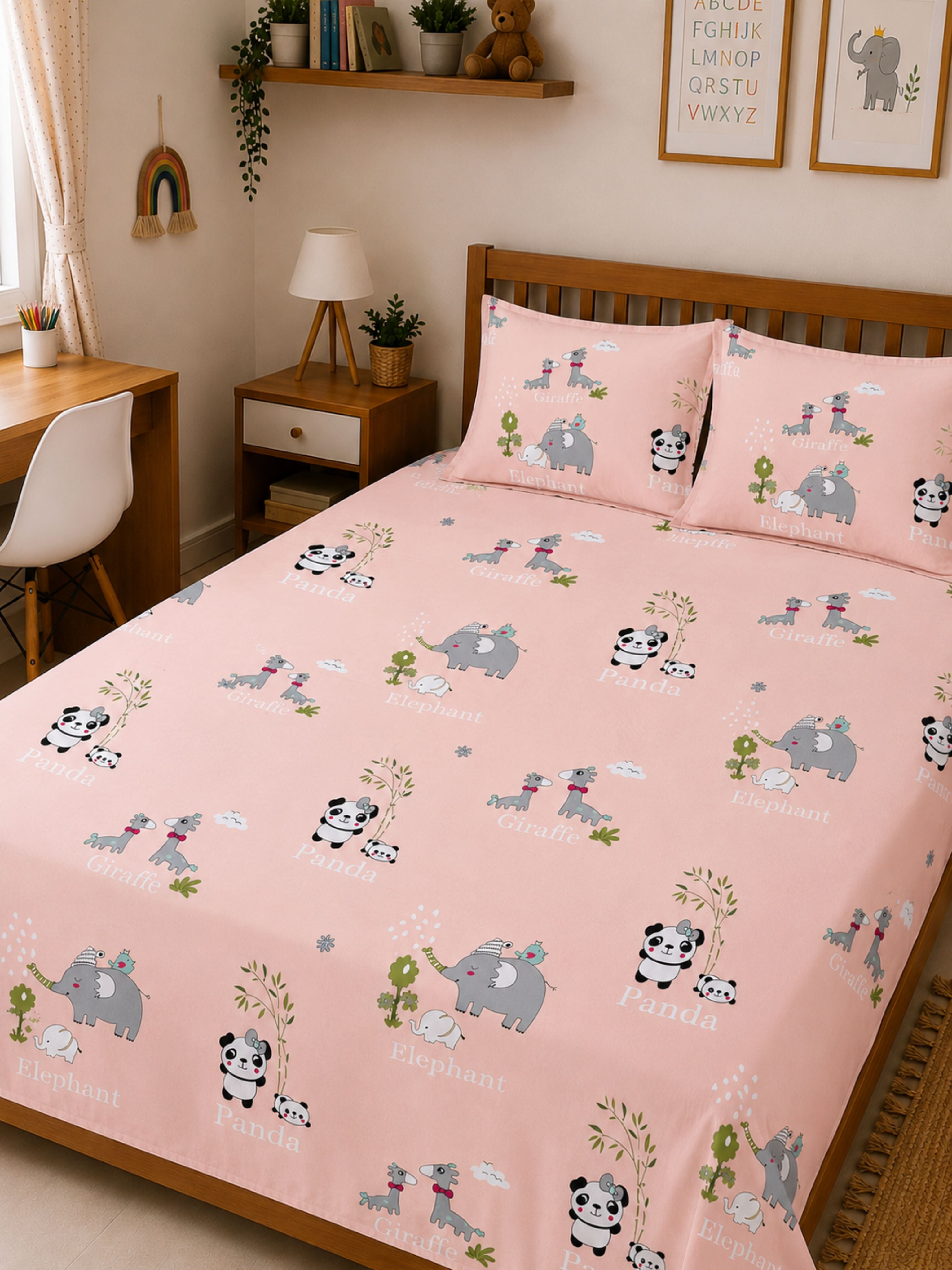 Zoo Pink Jungle – Kids Safari Fun Bed Sheet Set 180 TC