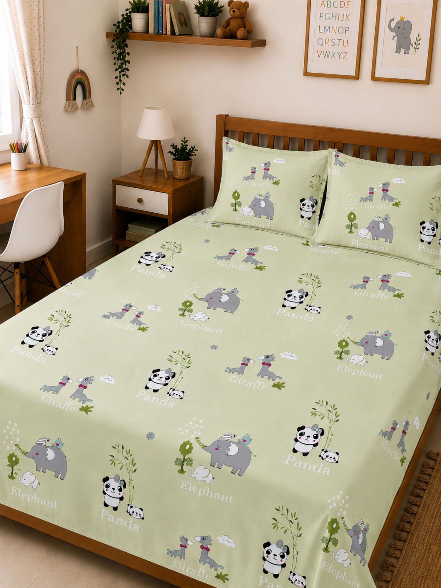 Zoo Mint Adventure – Kids Jungle Play Bed Sheet Set 180 TC